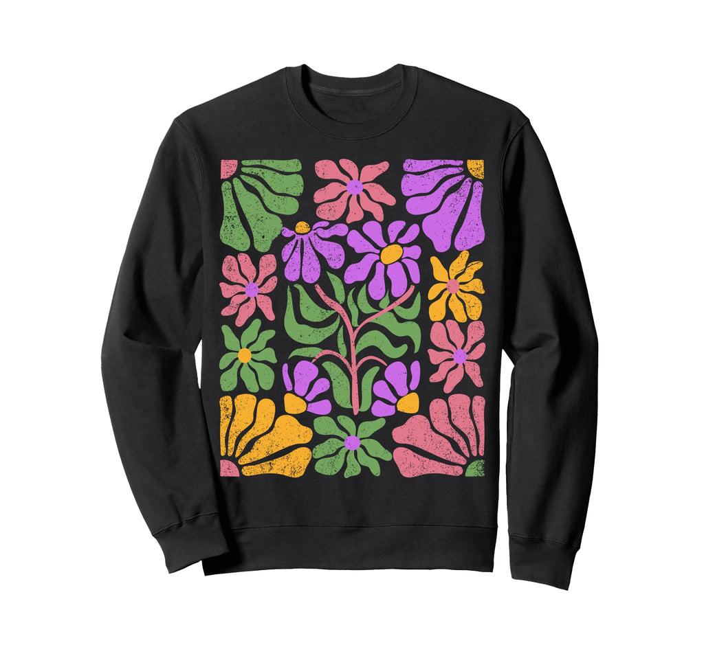 Boho Abstract Flowers Sweatshirt - Custom Art Print Men Women - T-Shirt, Sweatshirt, Hoodie