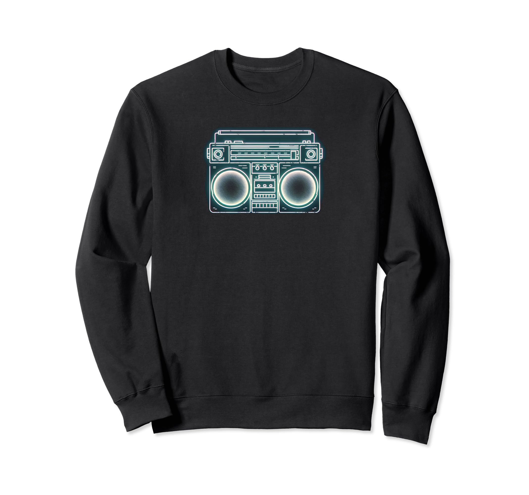 80S Boombox Neon Silhouette Sweatshirt - Fun Novelty Design for Adults - T-Shirt, Sweatshirt, Hoodie