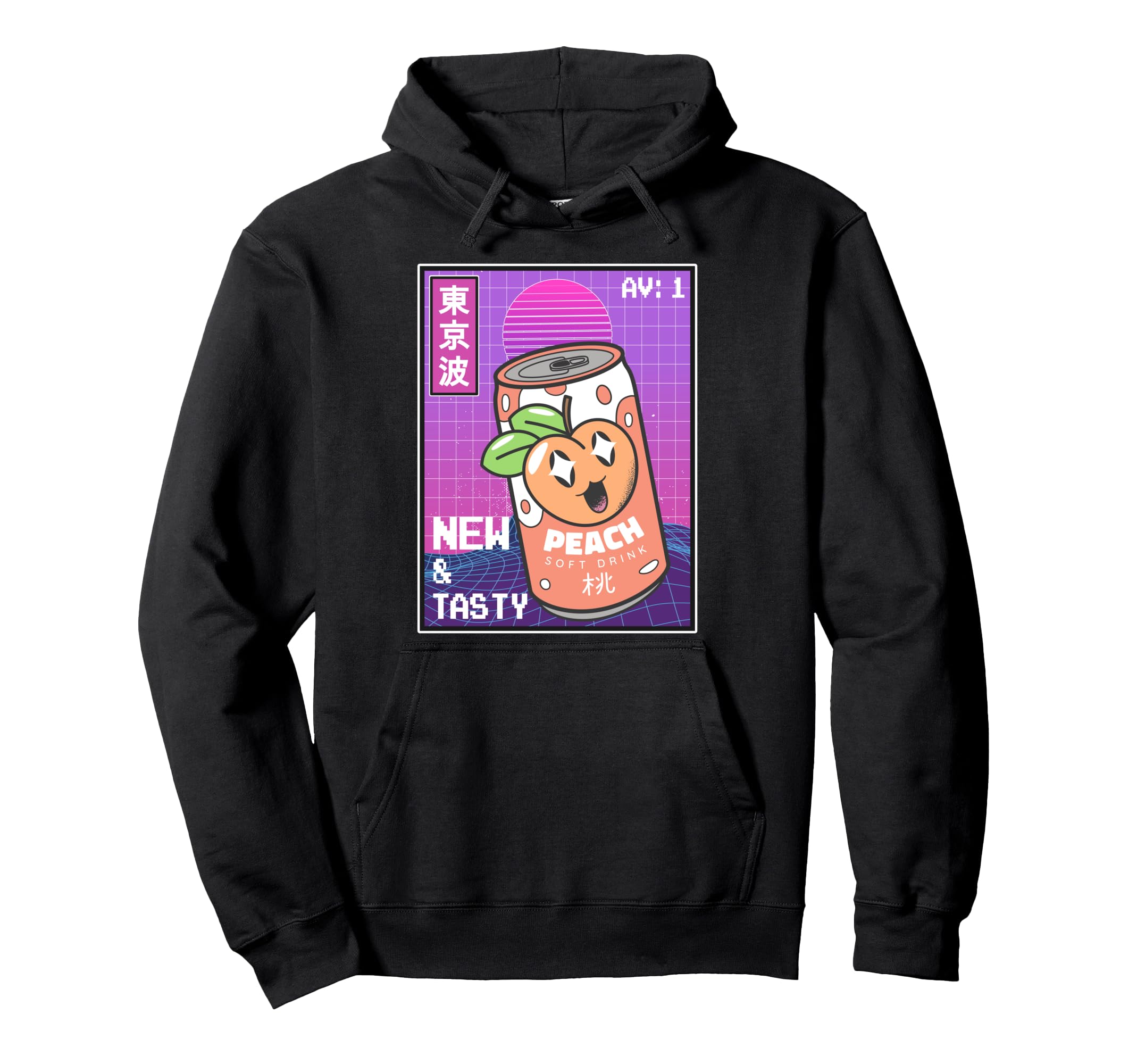 Peach Soda Can Kawaii Vaporwave Hoodie - Trendy Graphic for Adults - T-Shirt, Sweatshirt, Hoodie