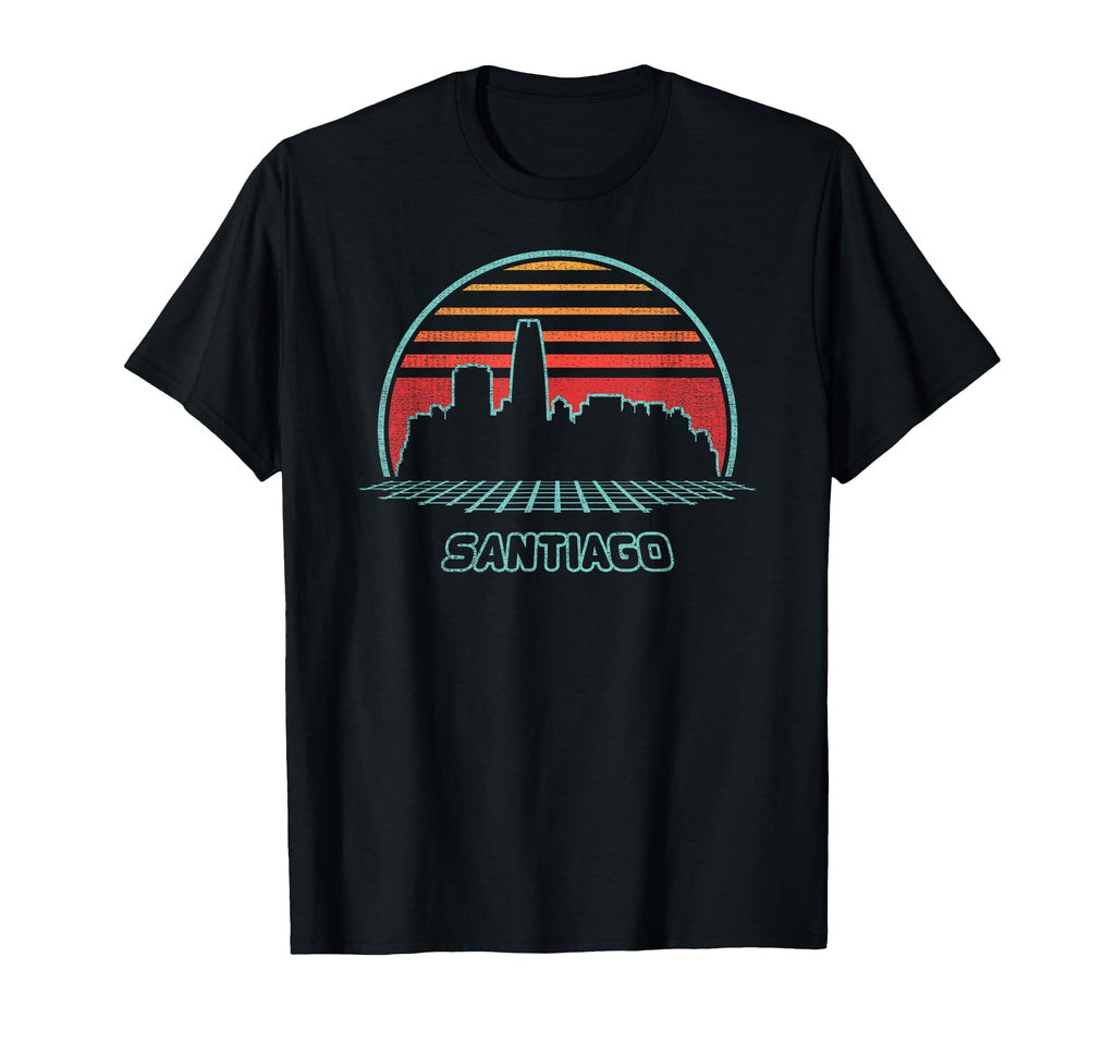 Santiago City Skyline 80S Souvenir Gift T-Shirt - Minimalist Print Unisex - T-Shirt, Sweatshirt, Hoodie