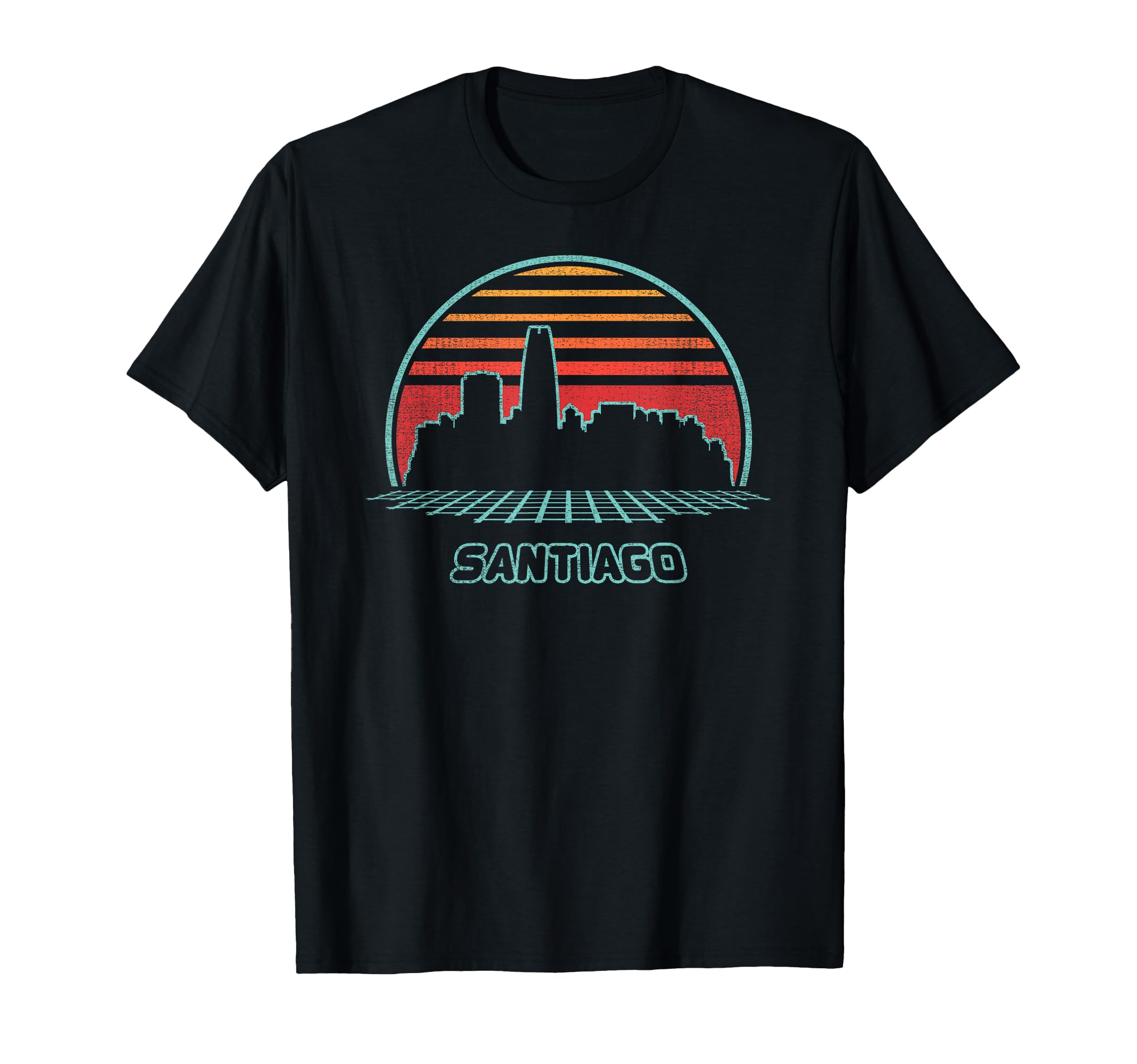 Santiago City Skyline 80S Souvenir Gift T-Shirt - Minimalist Print Unisex - T-Shirt, Sweatshirt, Hoodie