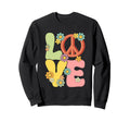 Peace Love Groovy Floral Sweatshirt - Unique Graphic Unisex - T-Shirt, Sweatshirt, Hoodie