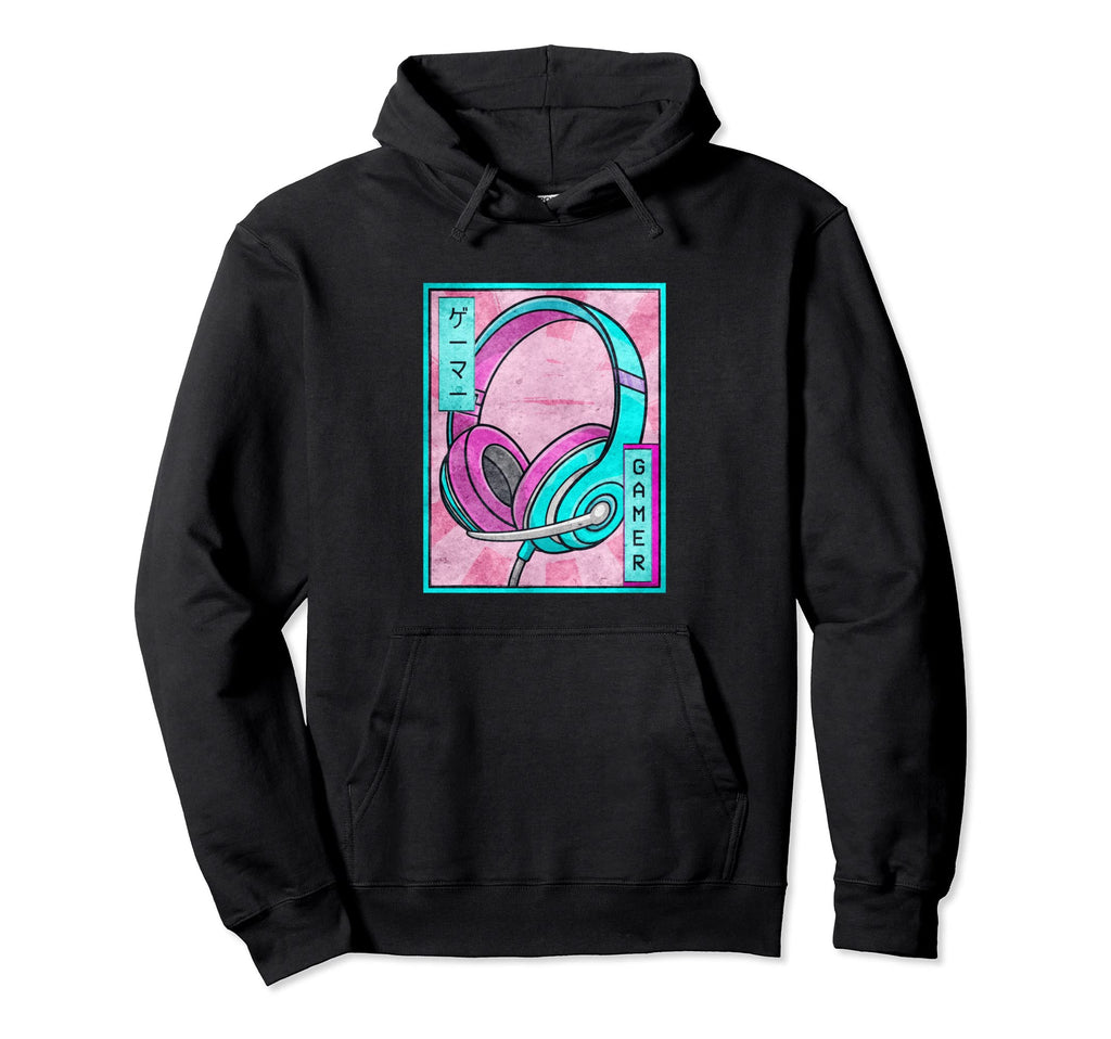 Gamer Gaming Headset Japanese Vaporwave Hoodie - Streetwear Style Unisex - T-Shirt, Sweatshirt, Hoodie
