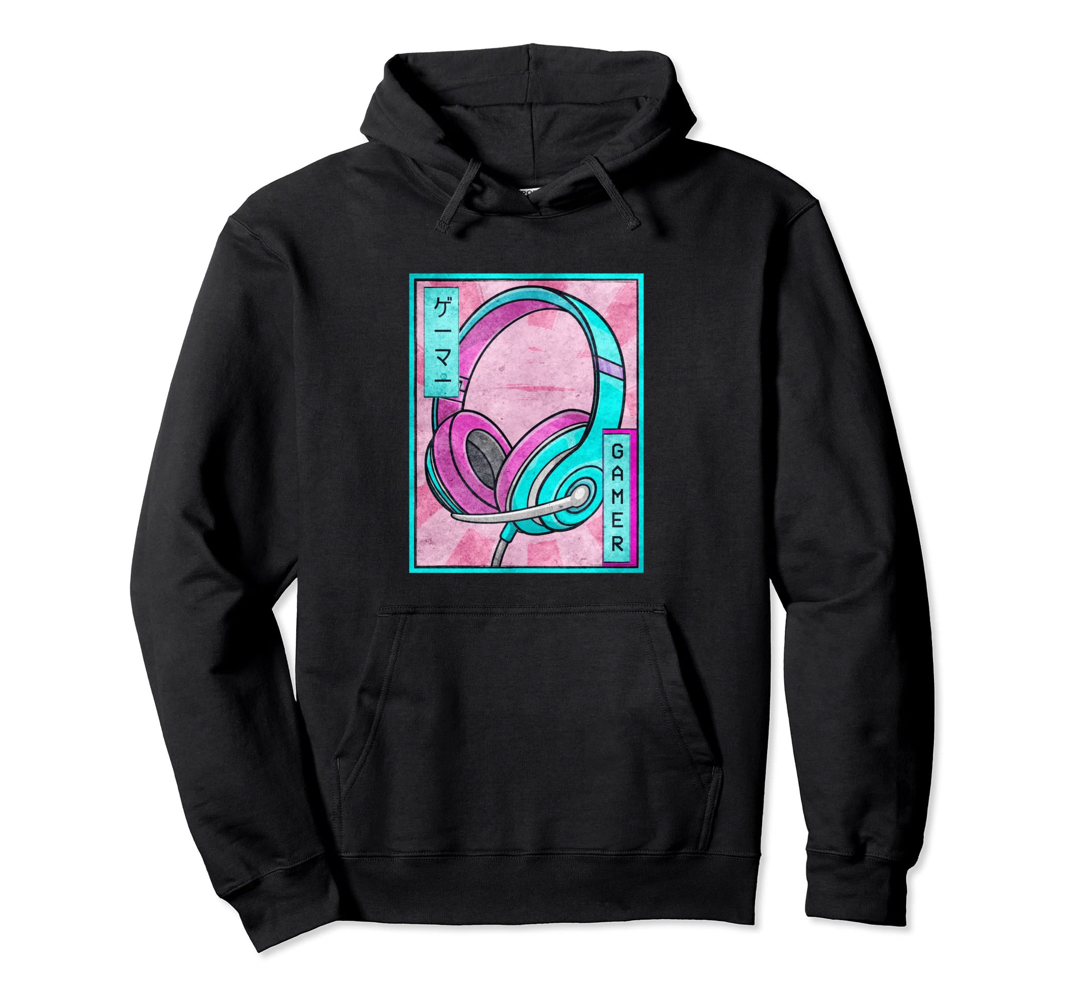 Gamer Gaming Headset Japanese Vaporwave Hoodie - Streetwear Style Unisex - T-Shirt, Sweatshirt, Hoodie