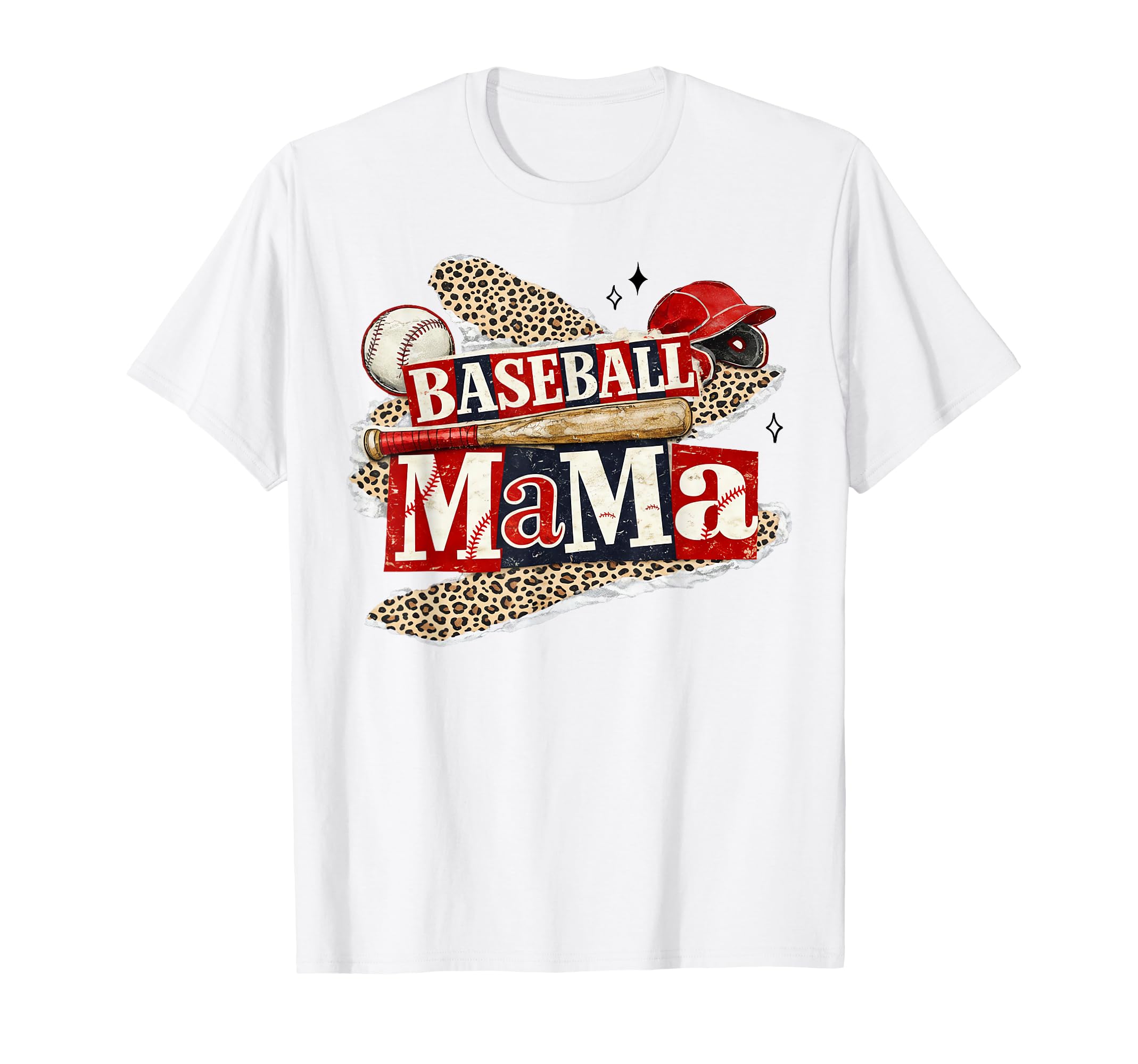Baseball Mama Leopard Game Day T-Shirt - Custom Art Print for Adults - T-Shirt, Sweatshirt, Hoodie