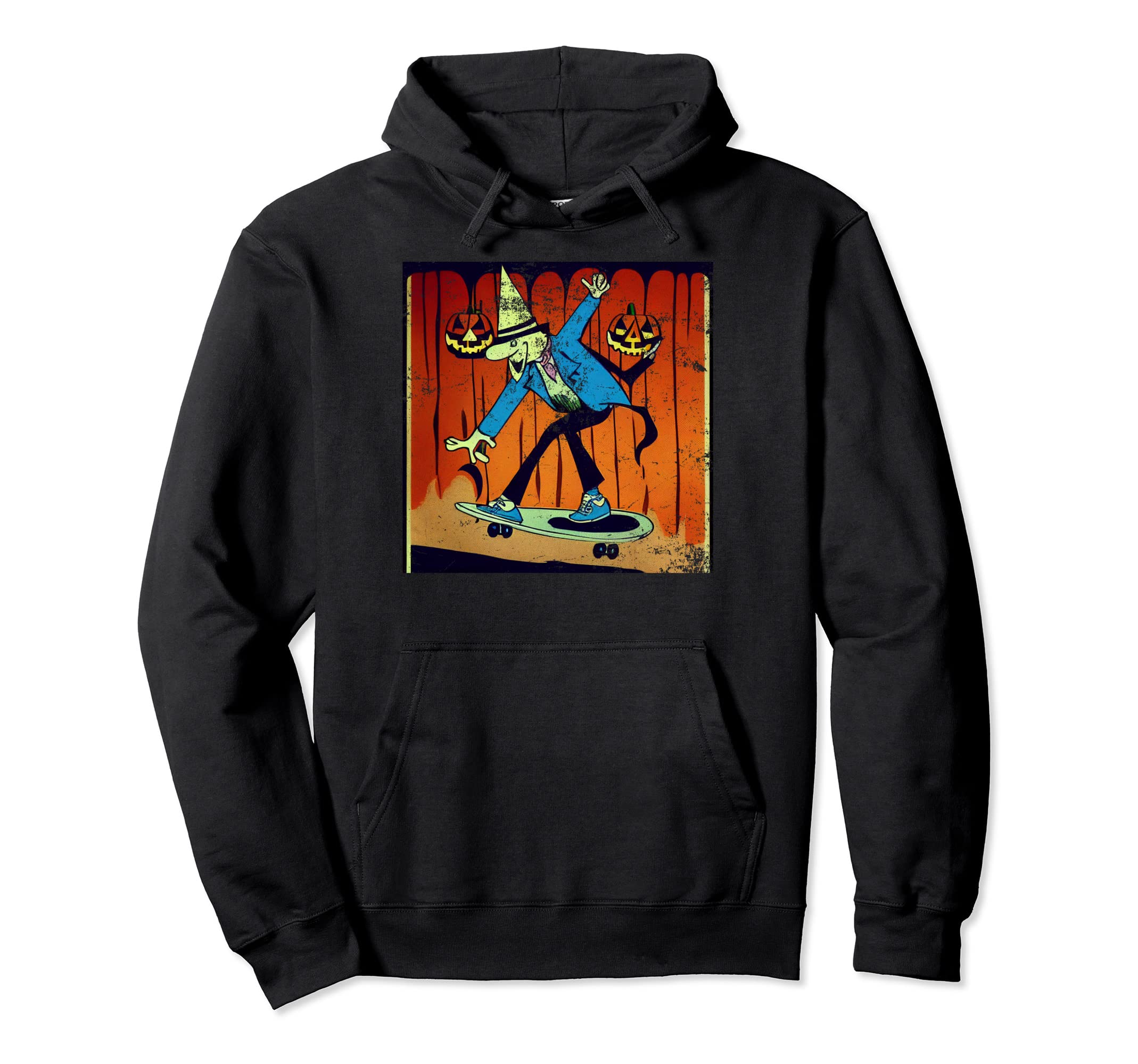 Halloween Distressed Hoodie - Custom Art Print Men Women - T-Shirt, Sweatshirt, Hoodie