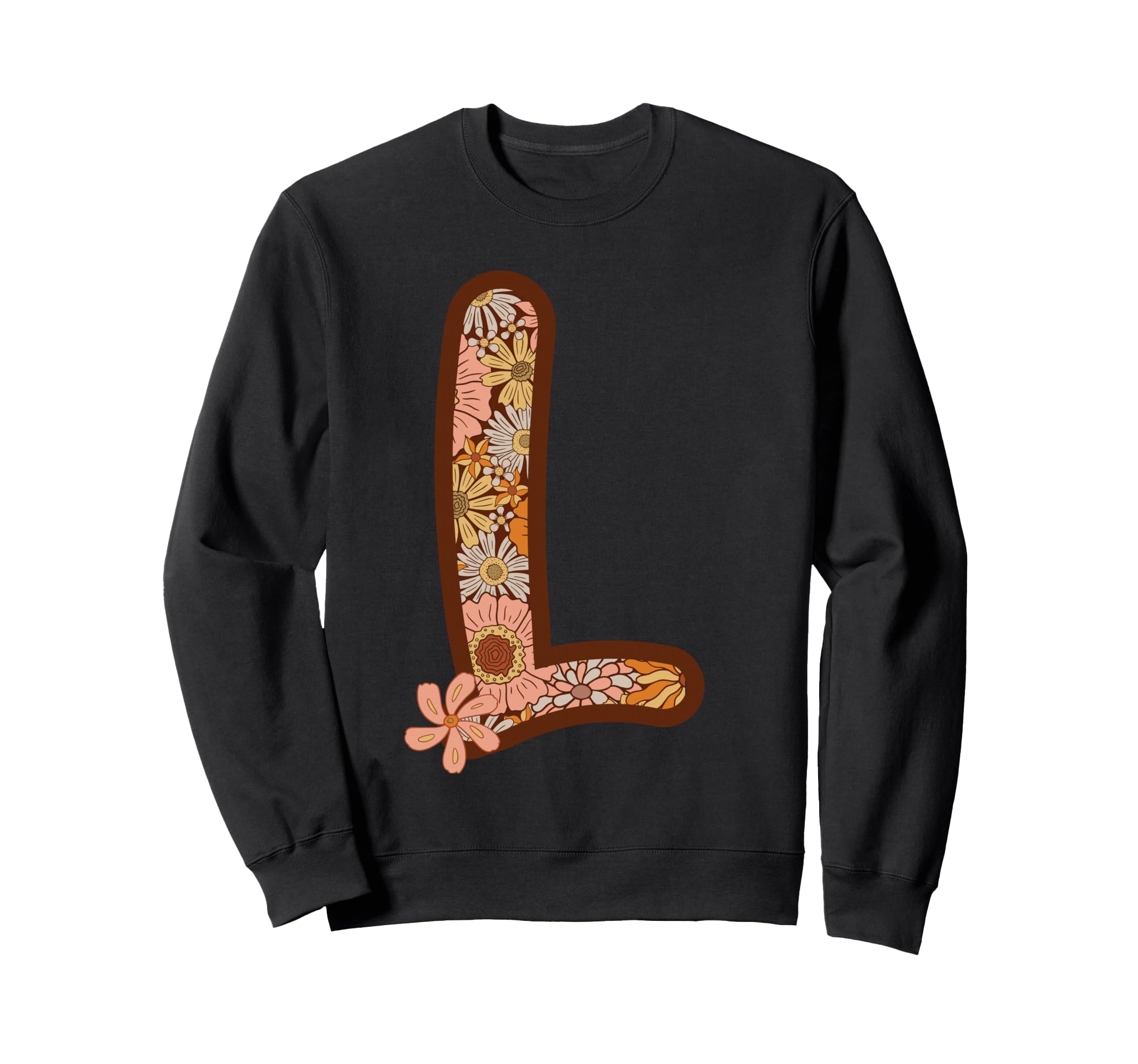 Letter L Initial Floral Monogram Sweatshirt - Aesthetic Graphic for Adults - T-Shirt, Sweatshirt, Hoodie