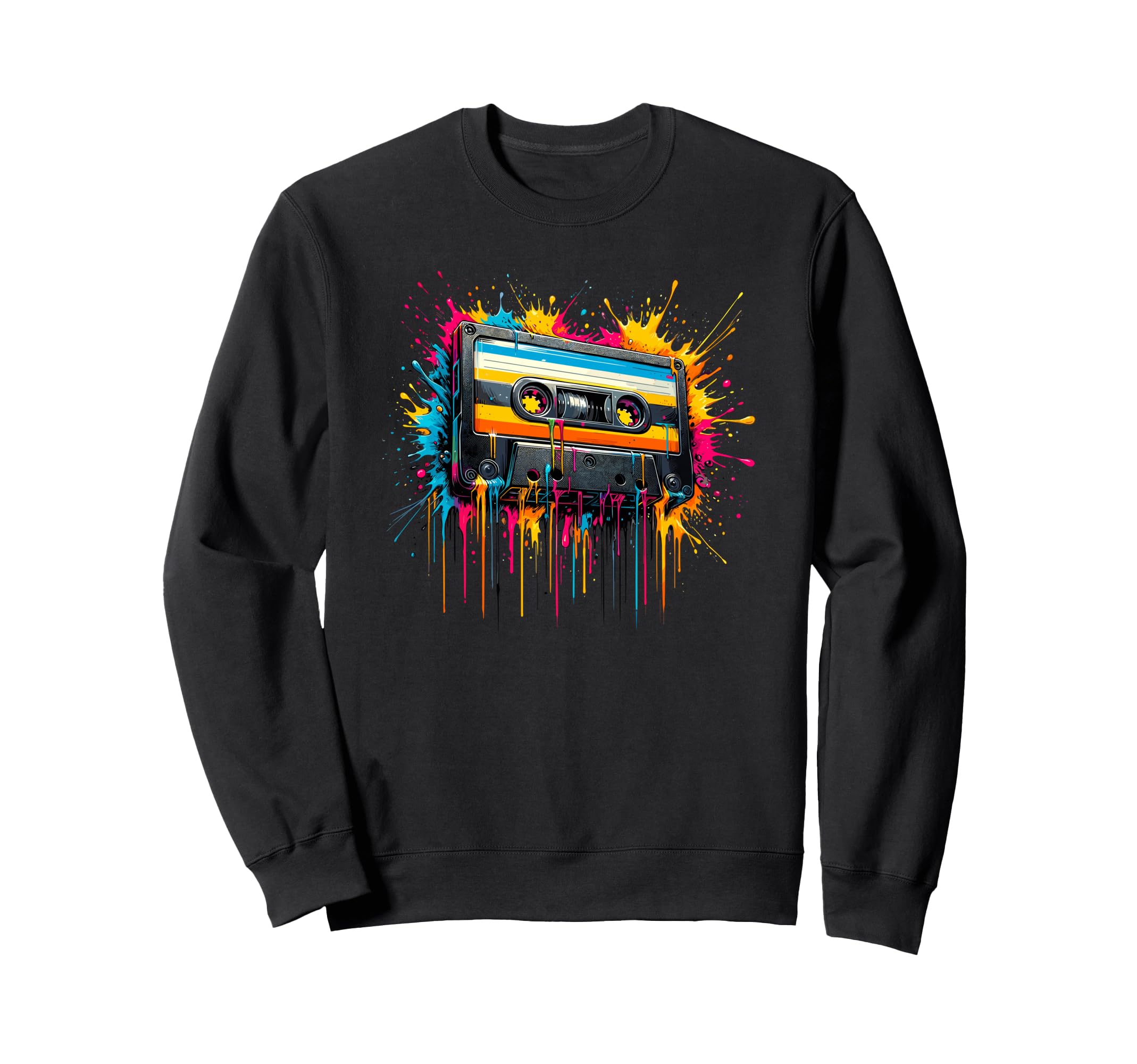 Splash Art Cassette Player Music Sweatshirt - Trendy Graphic for Adults - T-Shirt, Sweatshirt, Hoodie