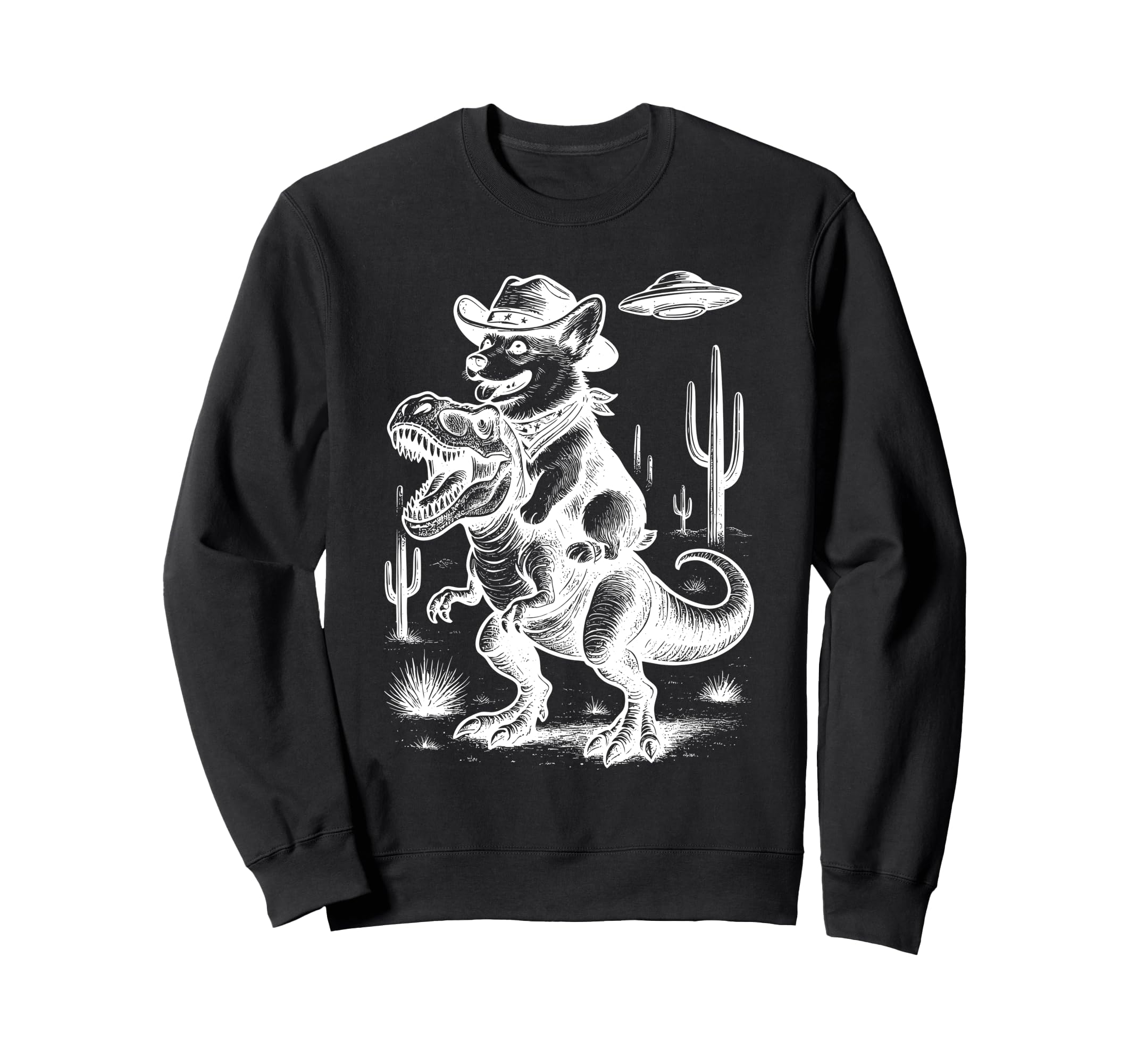 Corgi Riding Dinosaur Cowboy Sweatshirt - Graphic Print for Adults - T-Shirt, Sweatshirt, Hoodie