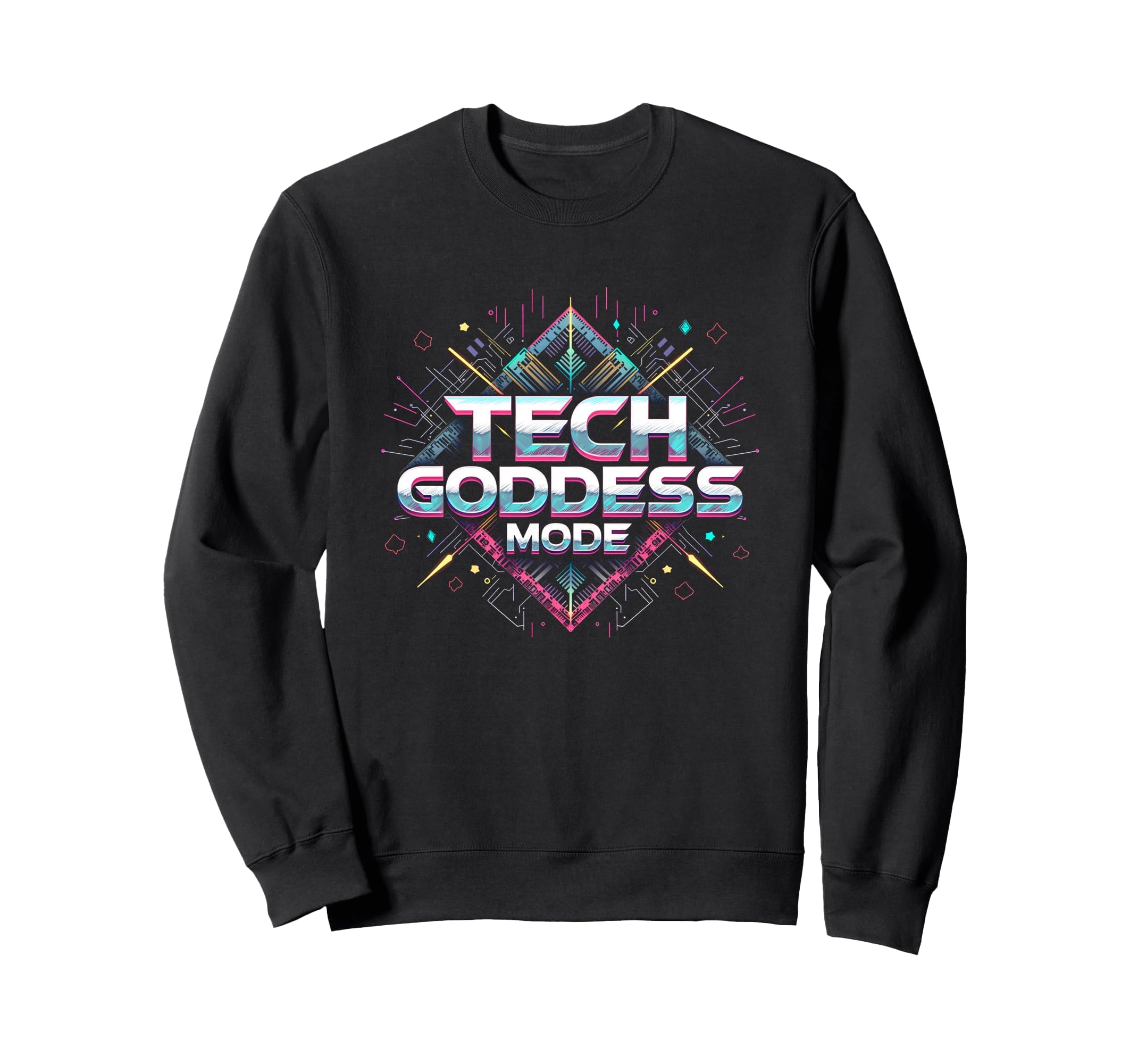 Tech Goddess Mode Y2K Cyber Sweatshirt - Casual Everyday Wear for Adults - T-Shirt, Sweatshirt, Hoodie