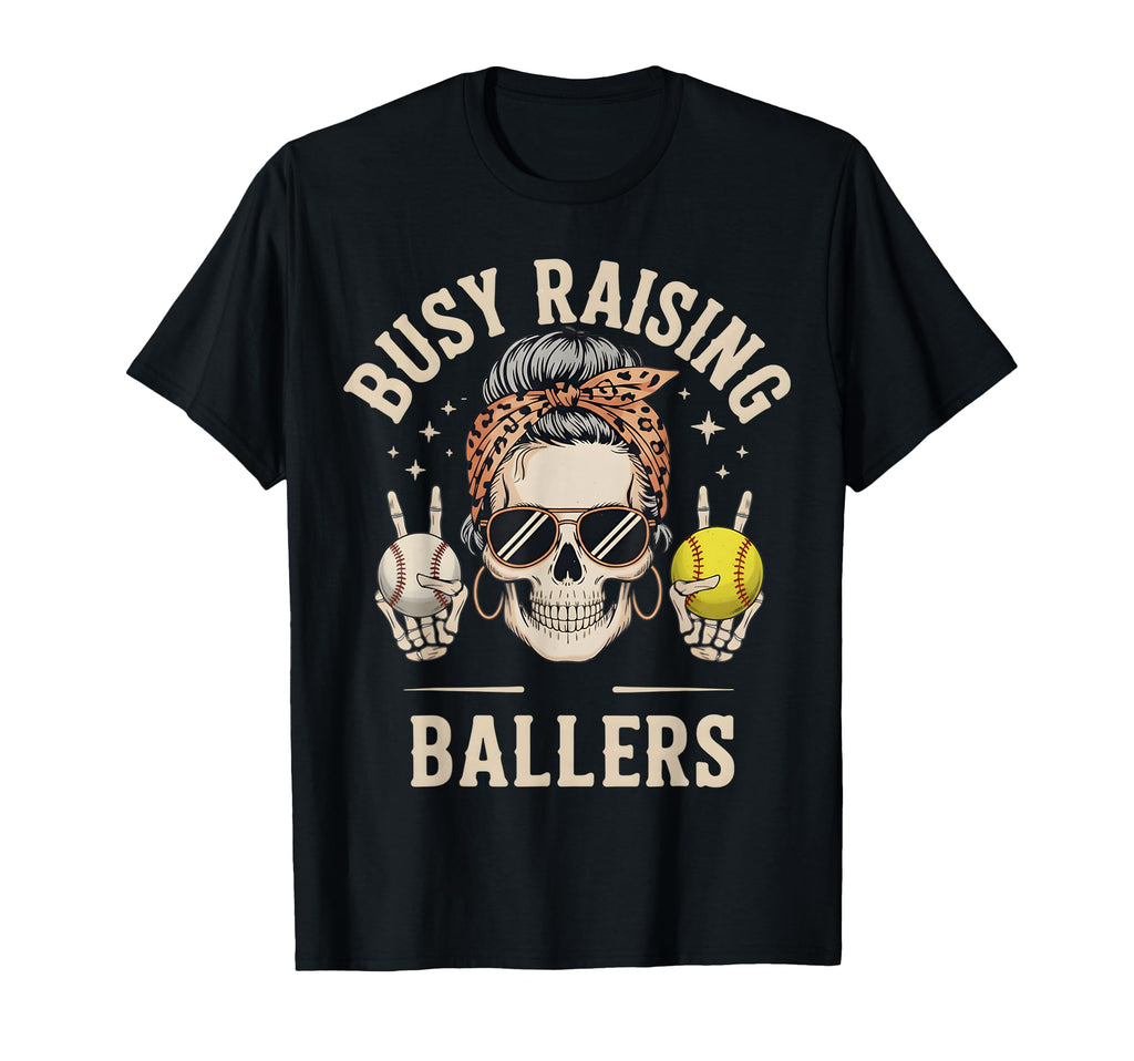 Skeleton Messy Bun Mom Raising T-Shirt - Fun Novelty Design Men Women - T-Shirt, Sweatshirt, Hoodie