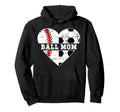 Ball Mom Heart Soccer Baseball Mom Hoodie - Unique Graphic for Adults - T-Shirt, Sweatshirt, Hoodie