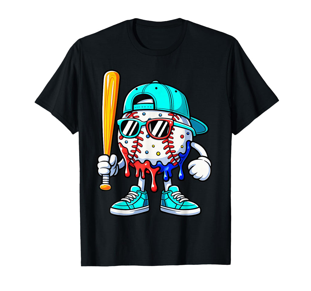 Baseball Drip Ice Cream Drip Baseball T-Shirt - Custom Art Print Men Women - T-Shirt, Sweatshirt, Hoodie