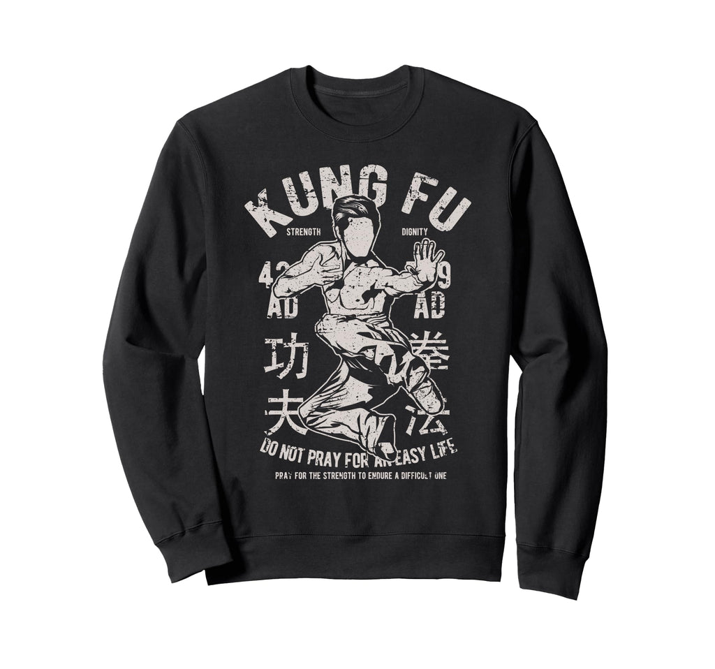 Kung Fu Martial Arts Distressed Art Sweatshirt - Graphic Print Men Women - T-Shirt, Sweatshirt, Hoodie