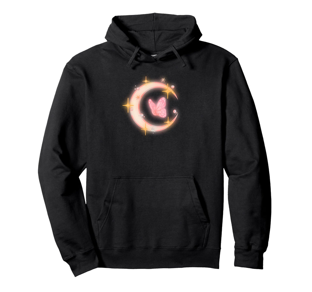 Butterfly And Moon Shine Starry Sky Hoodie - Unique Graphic Unisex - T-Shirt, Sweatshirt, Hoodie