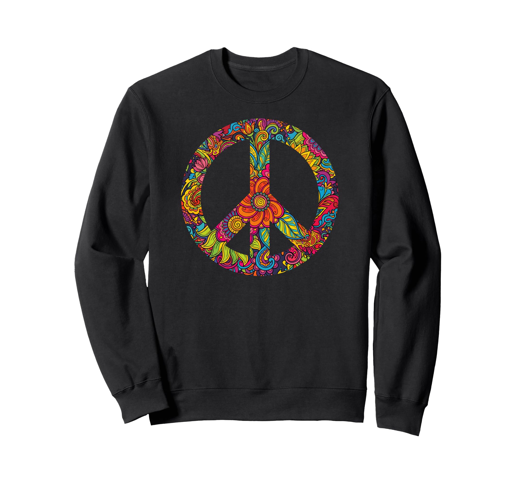 Peace Sign Psychedelic Floral Fill Sweatshirt - Trendy Graphic Unisex - T-Shirt, Sweatshirt, Hoodie