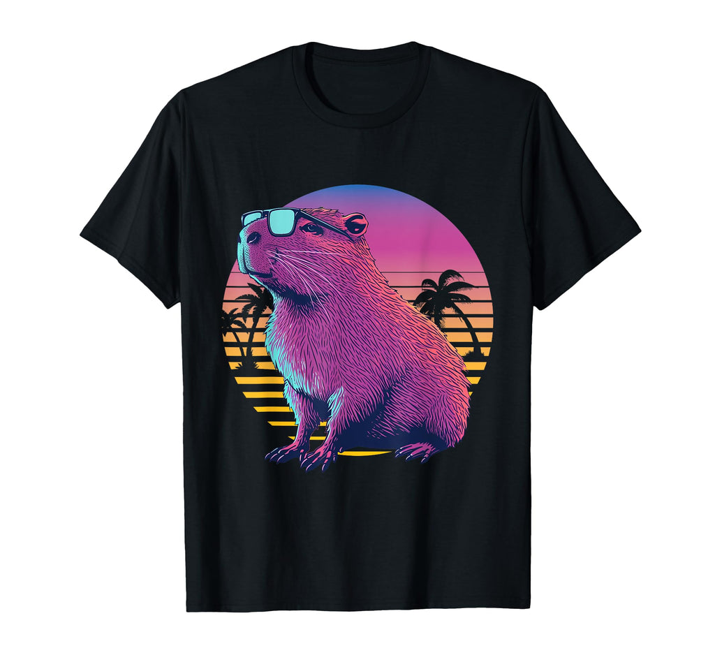 Funny Capybara Rodent Vaporwave T-Shirt - Minimalist Print Men Women - T-Shirt, Sweatshirt, Hoodie