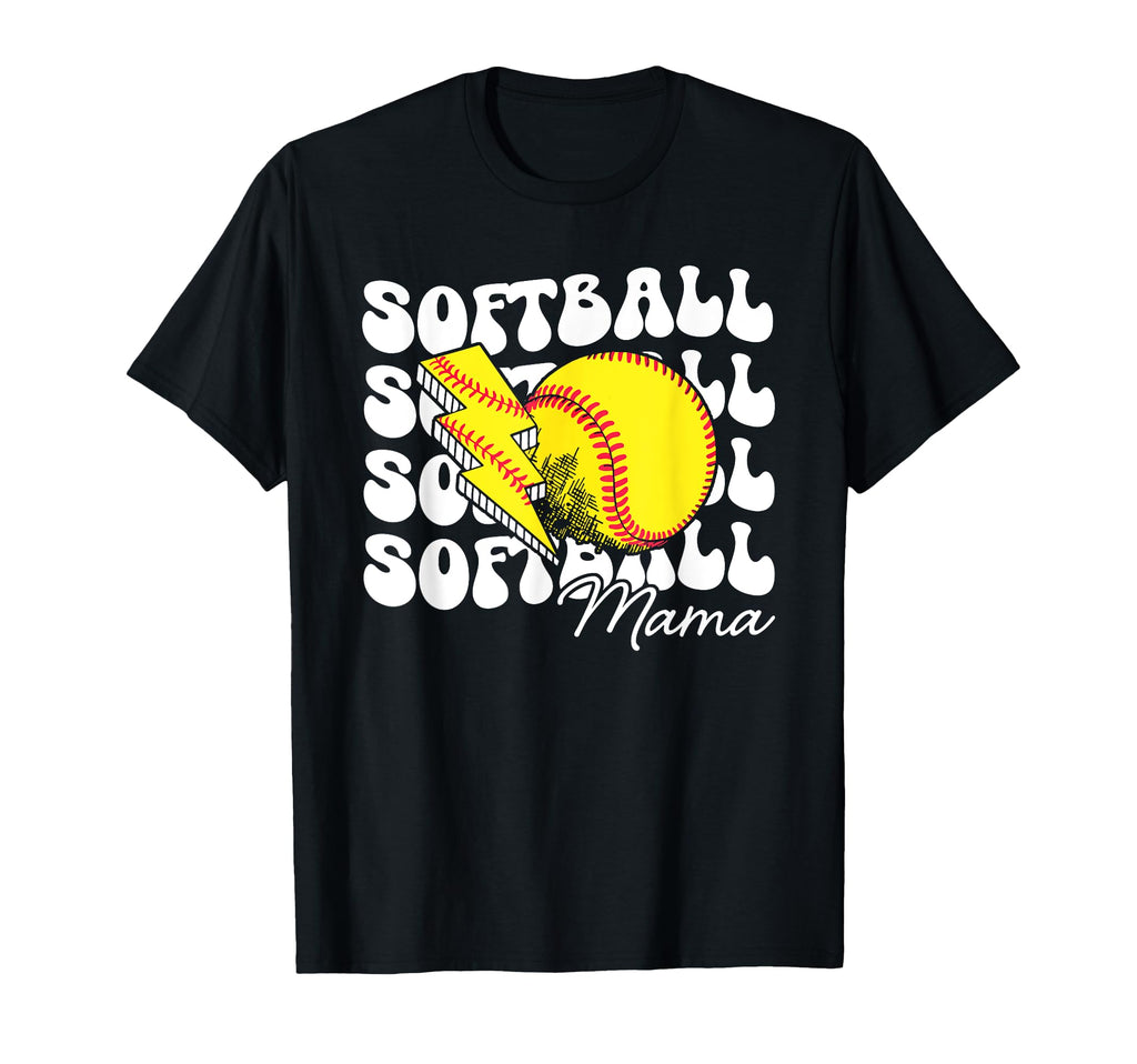 Softball Mama Groovy Softball T-Shirt - Casual Everyday Wear for Adults - T-Shirt, Sweatshirt, Hoodie