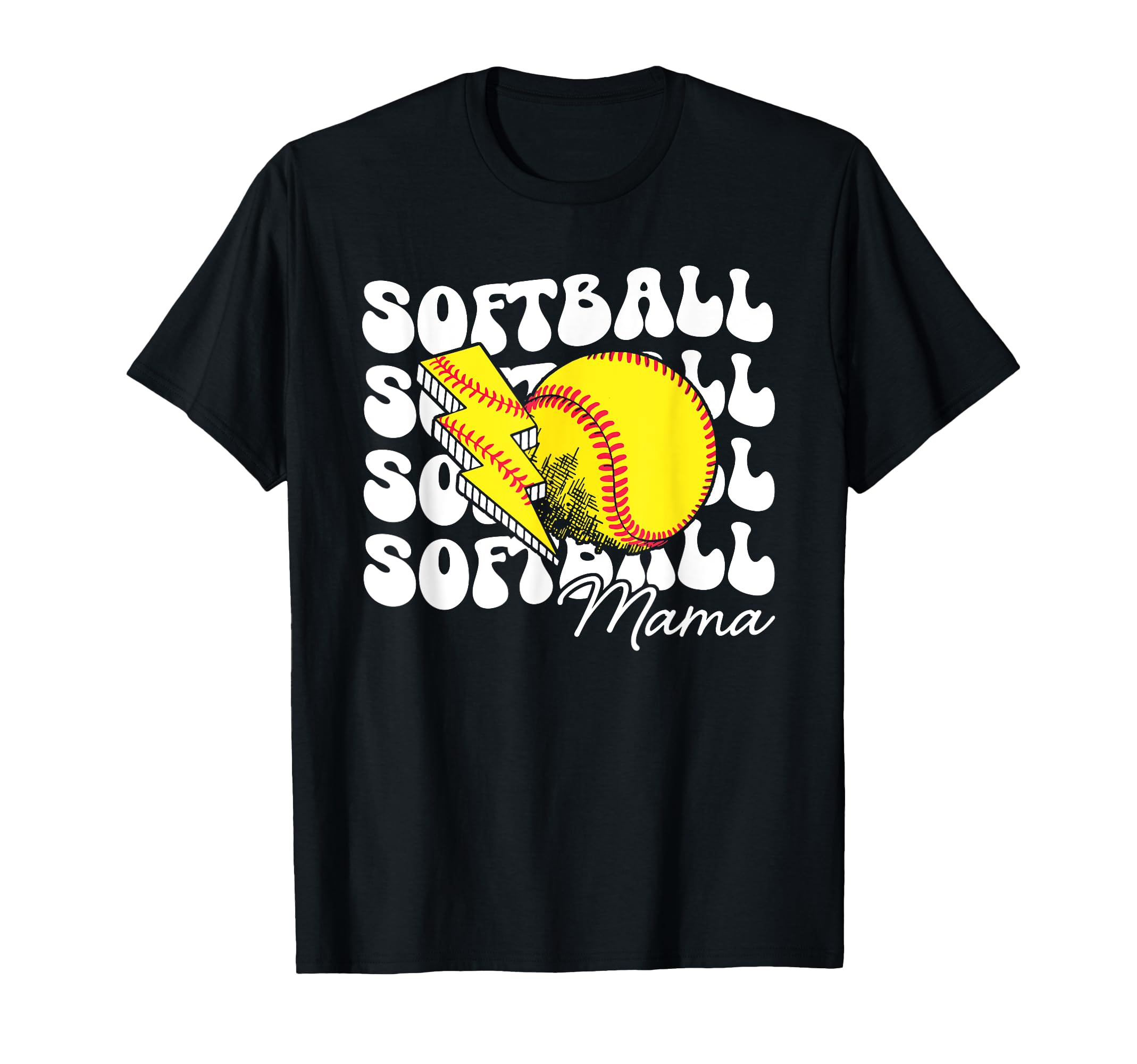 Softball Mama Groovy Softball T-Shirt - Casual Everyday Wear for Adults - T-Shirt, Sweatshirt, Hoodie