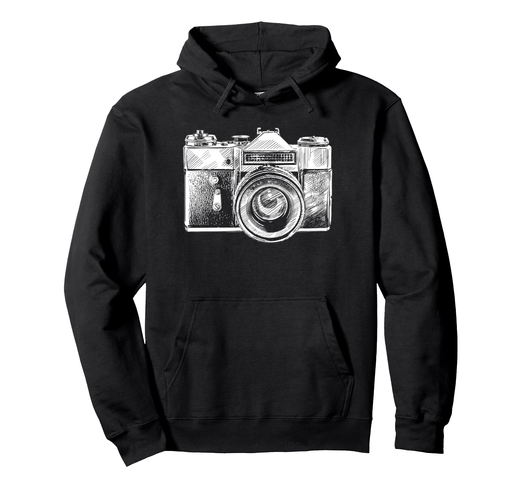 Trendy Camera Sketch Hoodie - Casual Everyday Wear Men Women - T-Shirt, Sweatshirt, Hoodie