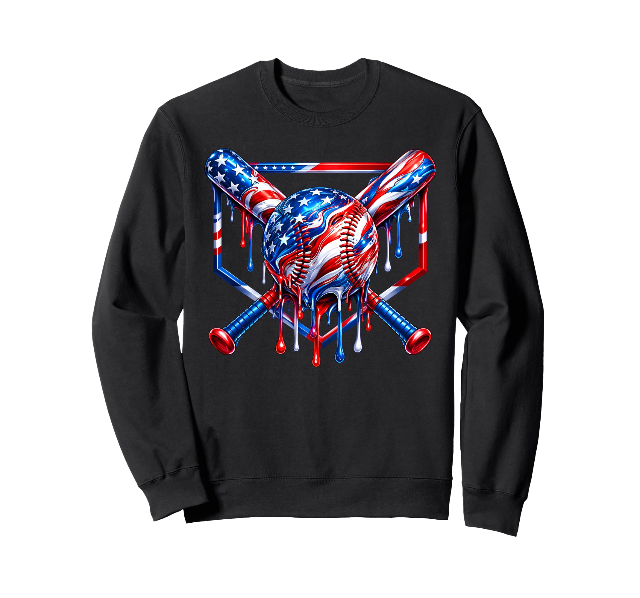 4Th July Baseball Ice Cream Drip Sweatshirt - Aesthetic Graphic Men Women - T-Shirt, Sweatshirt, Hoodie