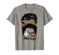 Mom Life Messy Bun Curly Hair Football T-Shirt - Unique Graphic for Adults - T-Shirt, Sweatshirt, Hoodie