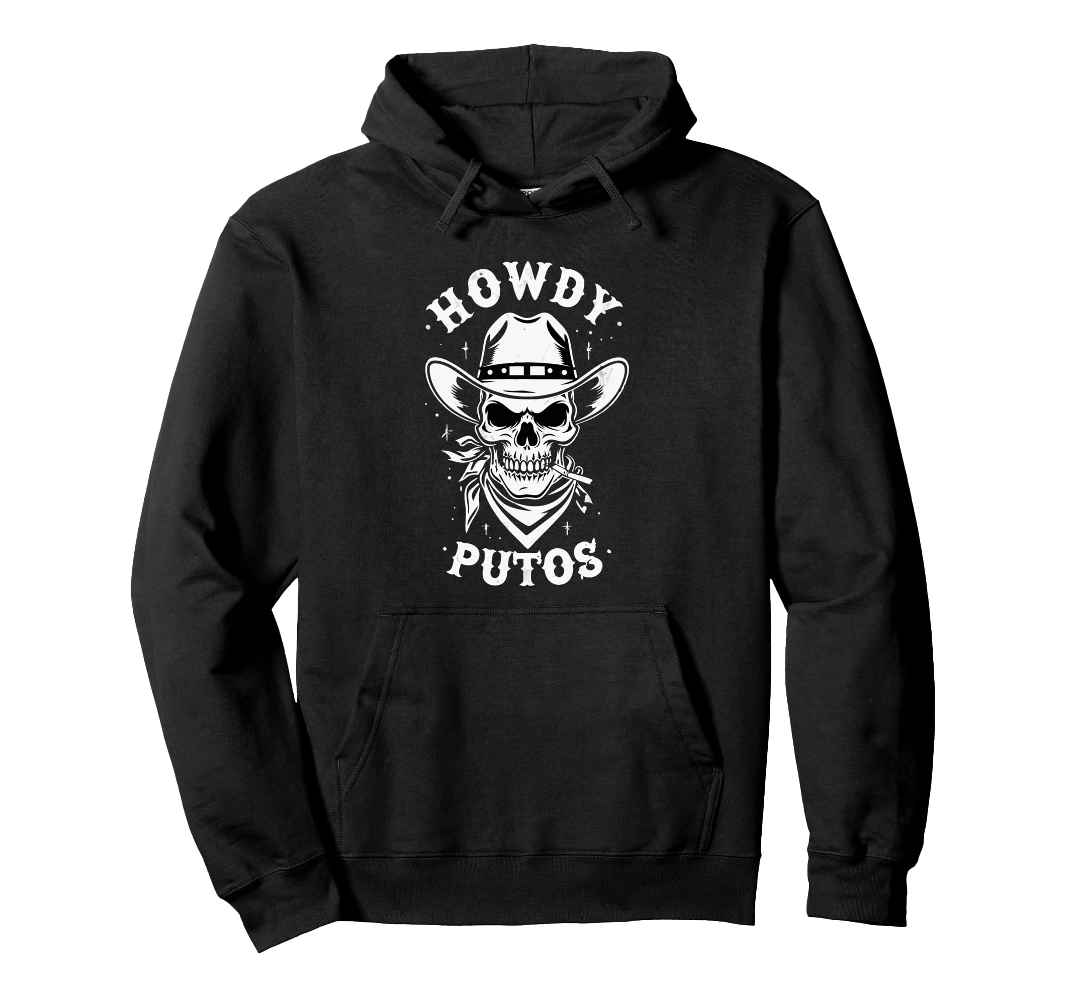Cowboy Skull Hola Putos Funny Howdy Hoodie - Minimalist Print Men Women - T-Shirt, Sweatshirt, Hoodie