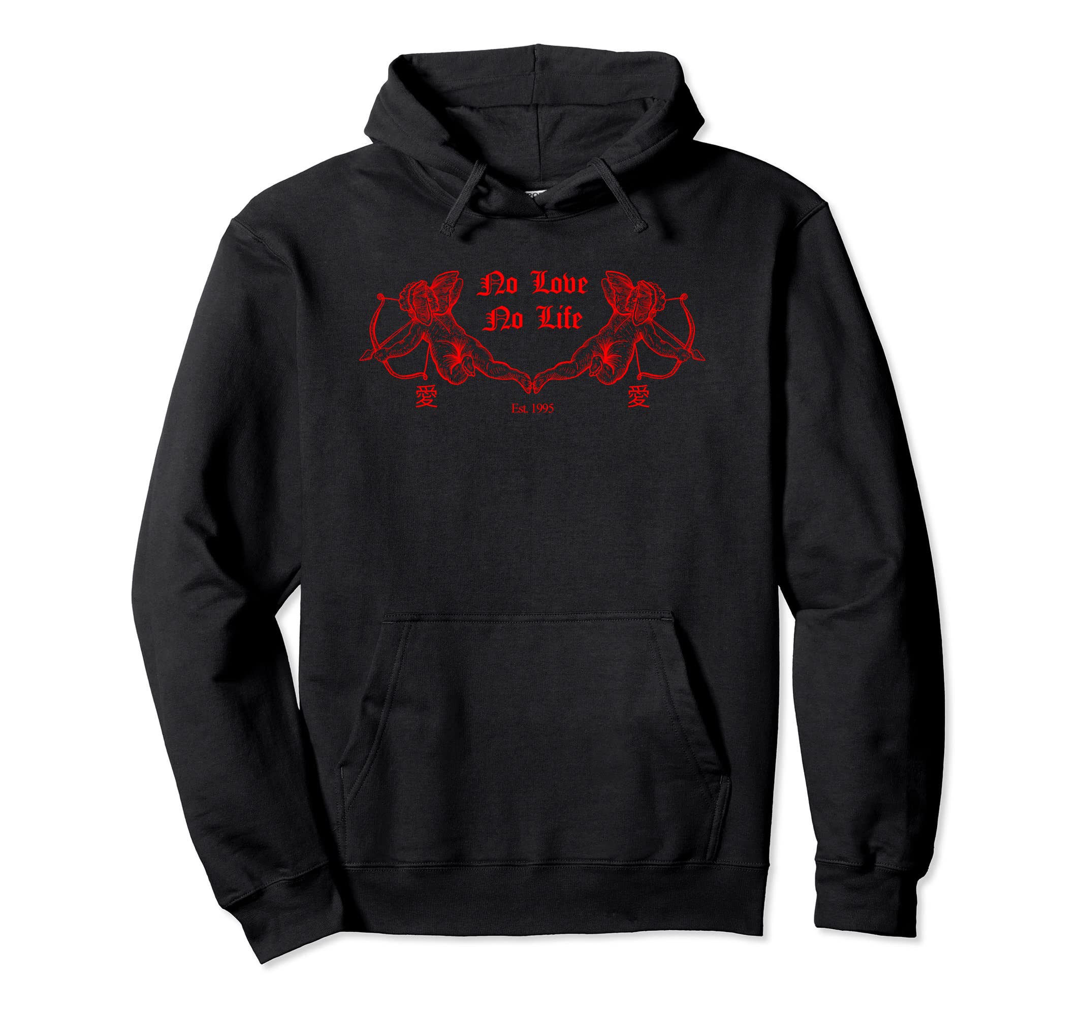 Amor Kanji Aesthetic E Sad Angel Hoodie - Casual Everyday Wear Men Women - T-Shirt, Sweatshirt, Hoodie