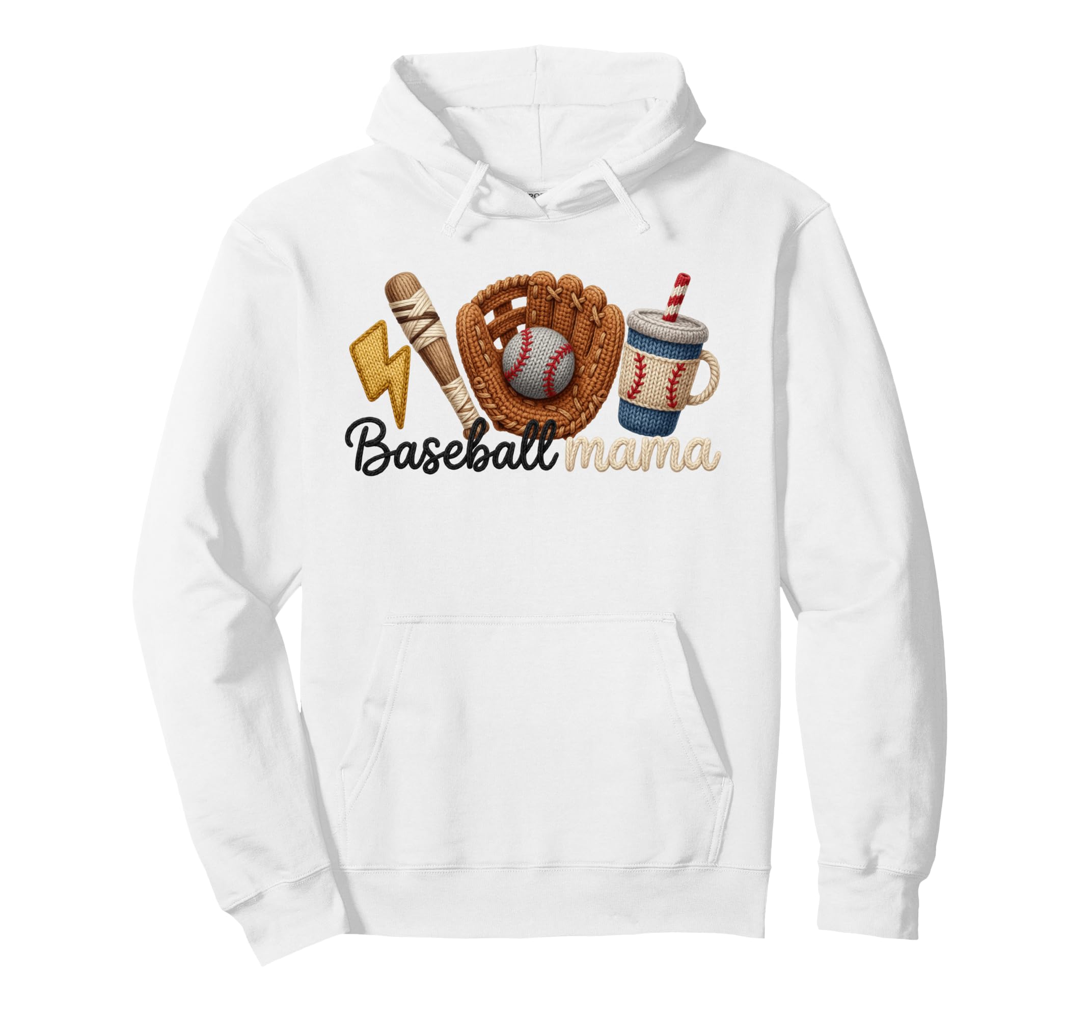 Baseball Mama Yarn Glove Ball Sports Hoodie - Novelty Apparel Men Women - T-Shirt, Sweatshirt, Hoodie
