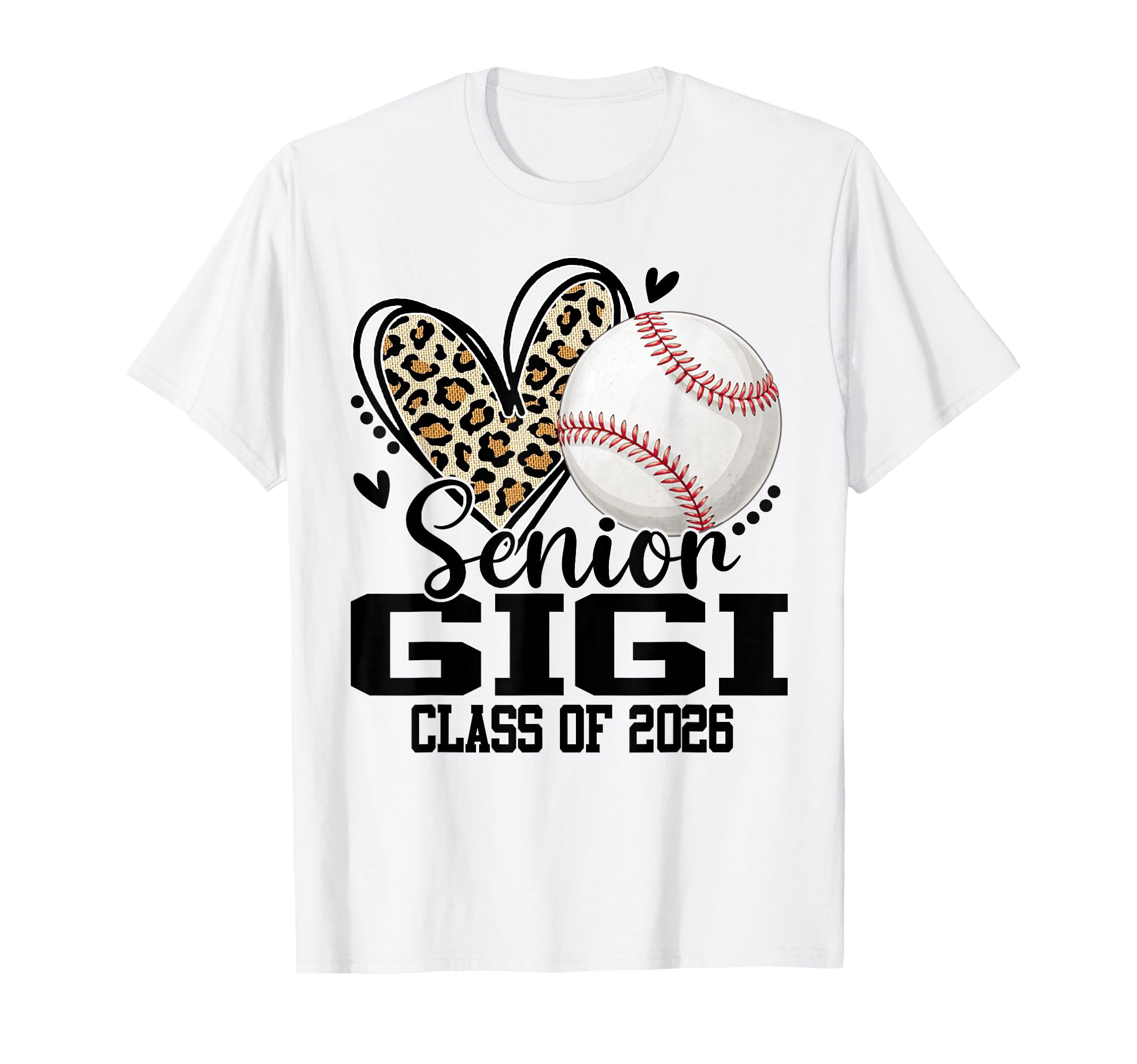 Senior Gigi Class 2026 Baseball Leopard T-Shirt - Graphic Print for Adults - T-Shirt, Sweatshirt, Hoodie