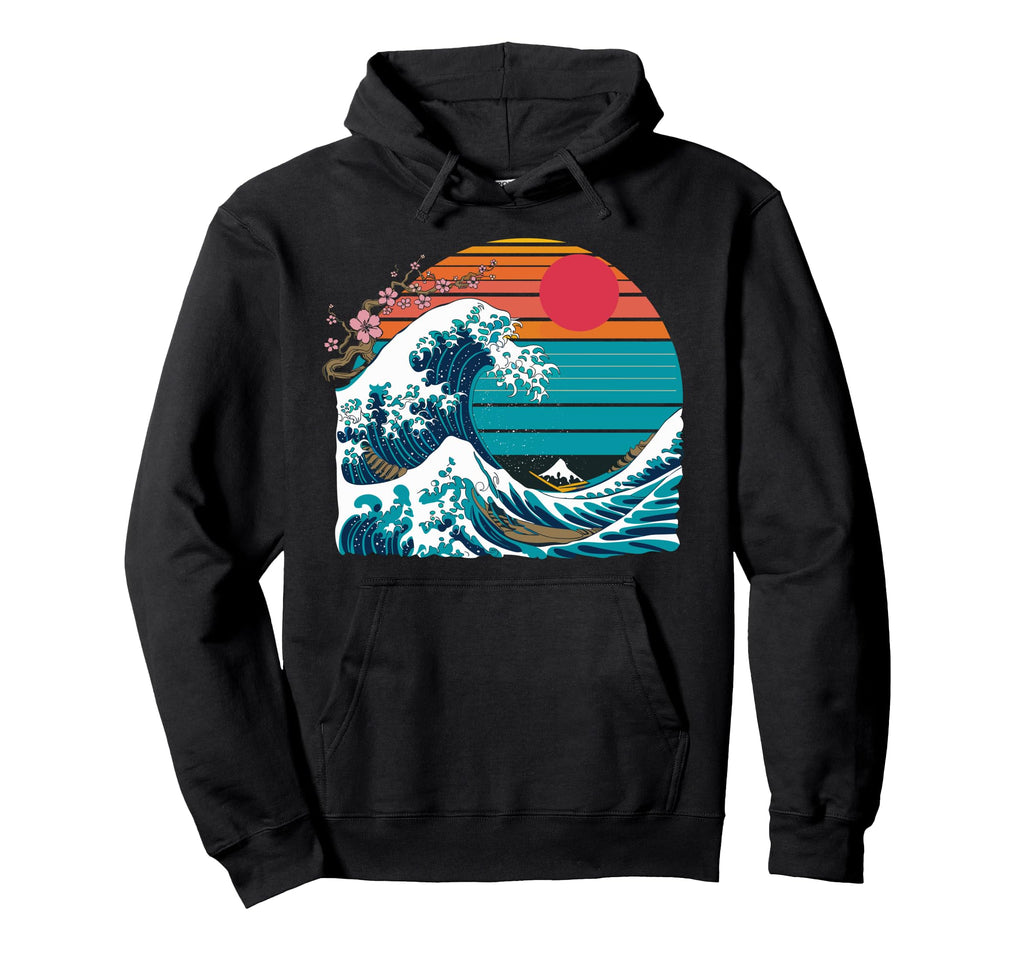 Big Wave Vaporwave Aesthetic 80S Anime Hoodie - Custom Art Print Unisex - T-Shirt, Sweatshirt, Hoodie