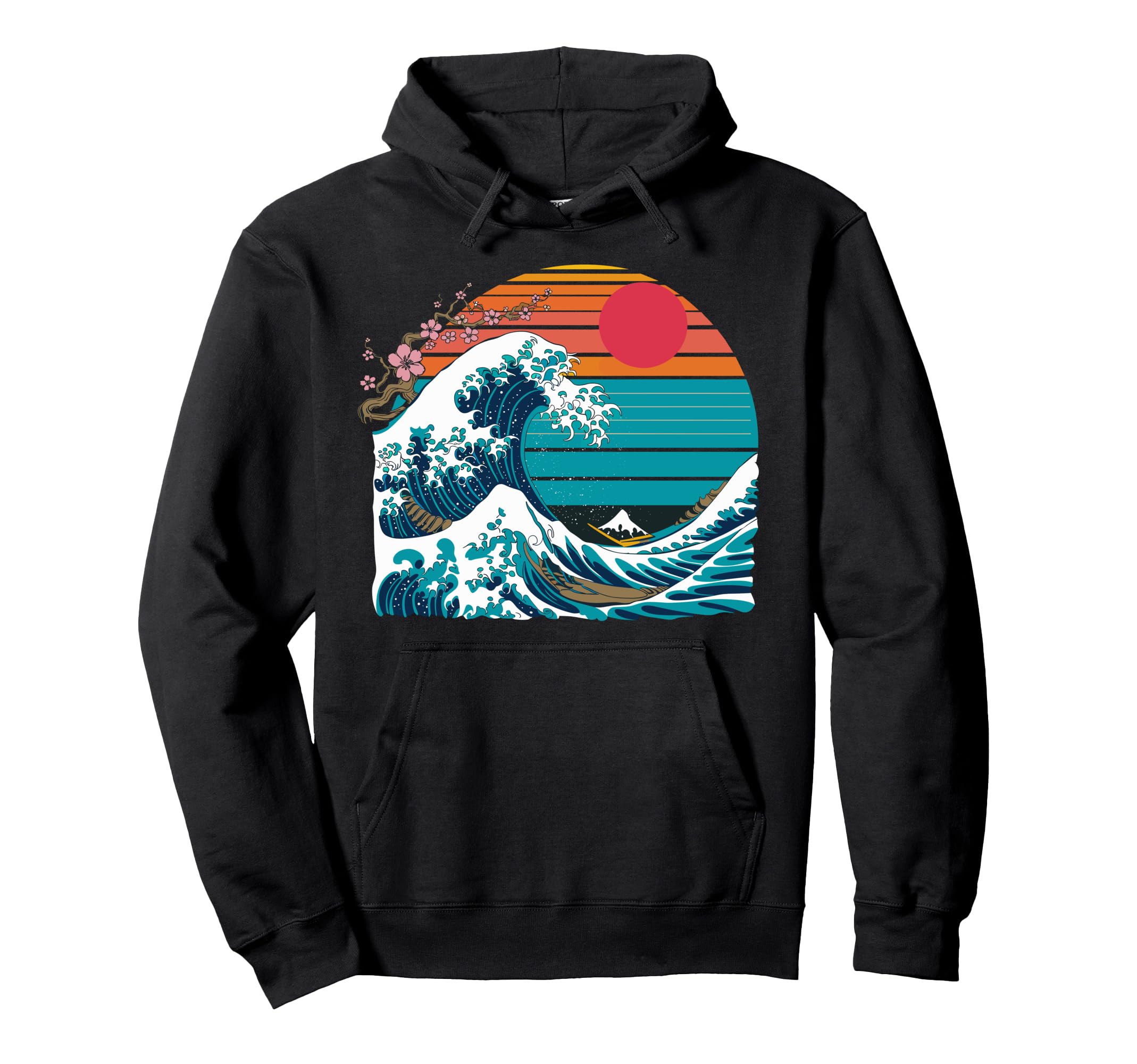 Big Wave Vaporwave Aesthetic 80S Anime Hoodie - Custom Art Print Unisex - T-Shirt, Sweatshirt, Hoodie