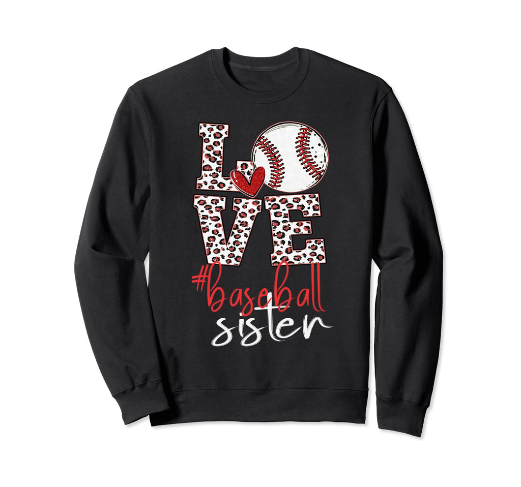 Baseball Sister Baseball Leopard Sweatshirt - Minimalist Print for Adults - T-Shirt, Sweatshirt, Hoodie