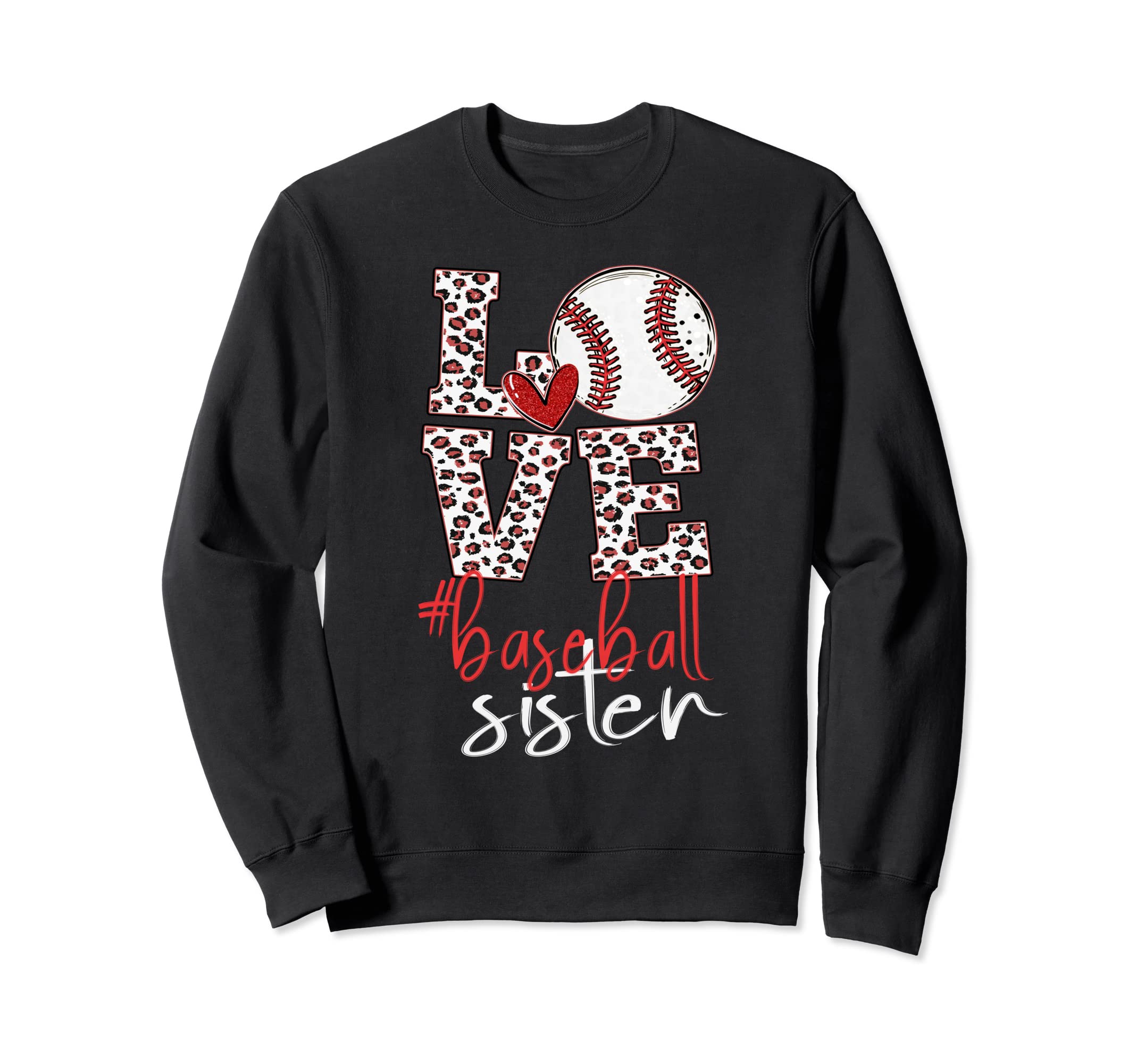 Baseball Sister Baseball Leopard Sweatshirt - Minimalist Print for Adults - T-Shirt, Sweatshirt, Hoodie