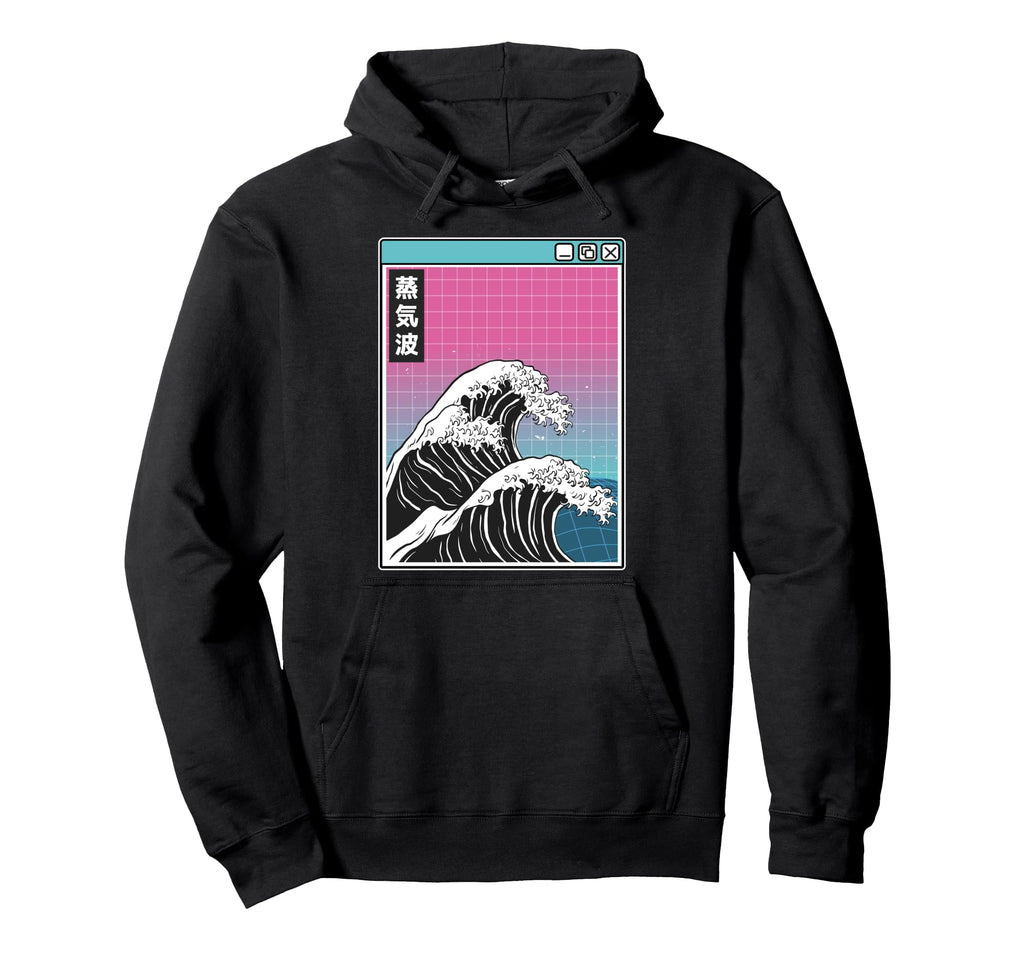 Great Wave Off Kanagawa Grid Hoodie - Aesthetic Graphic Men Women - T-Shirt, Sweatshirt, Hoodie