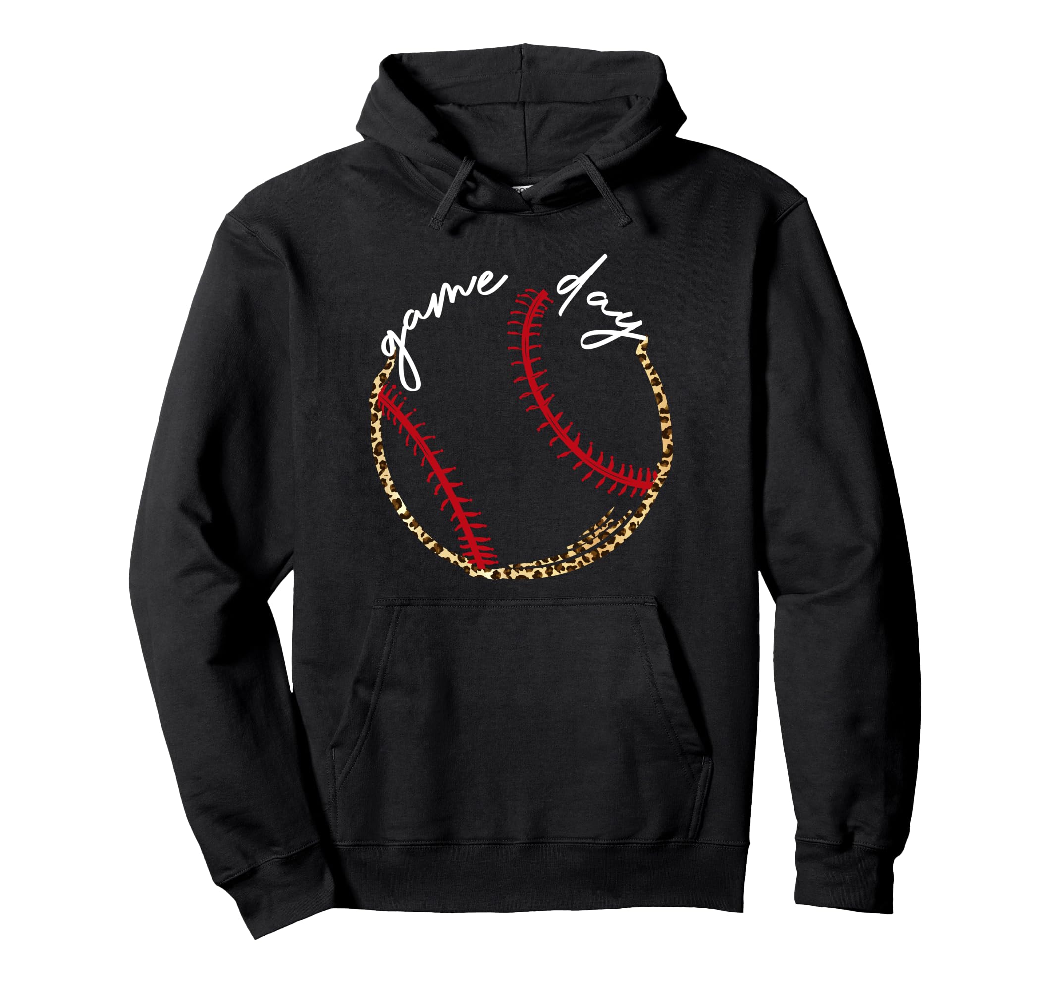 Game Day Baseball Leopard Baseball Mom Hoodie - Novelty Apparel for Adults - T-Shirt, Sweatshirt, Hoodie