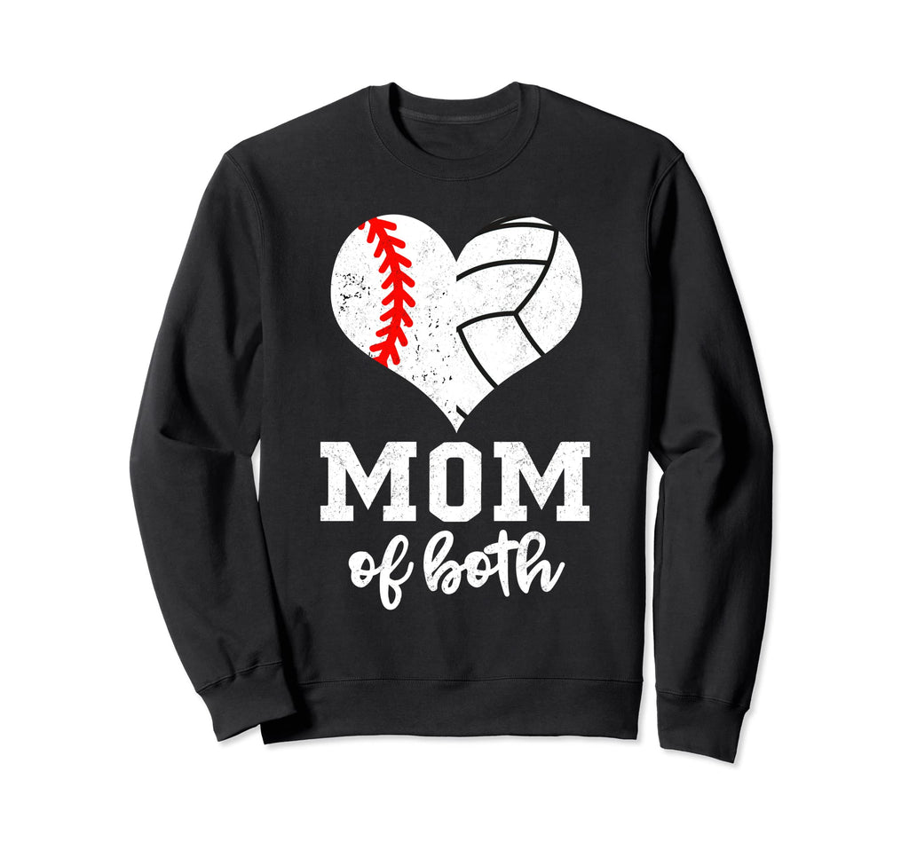 Mom Both Ball Mom Heart Funny Baseball Sweatshirt - Trendy Graphic Unisex - T-Shirt, Sweatshirt, Hoodie