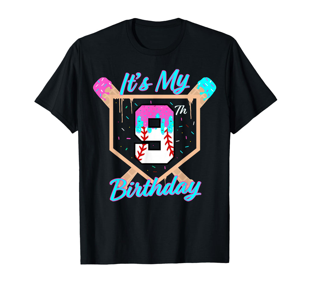 Baseball 9 Year Old Ice Cream Drip 9Th T-Shirt - Unique Graphic Unisex - T-Shirt, Sweatshirt, Hoodie