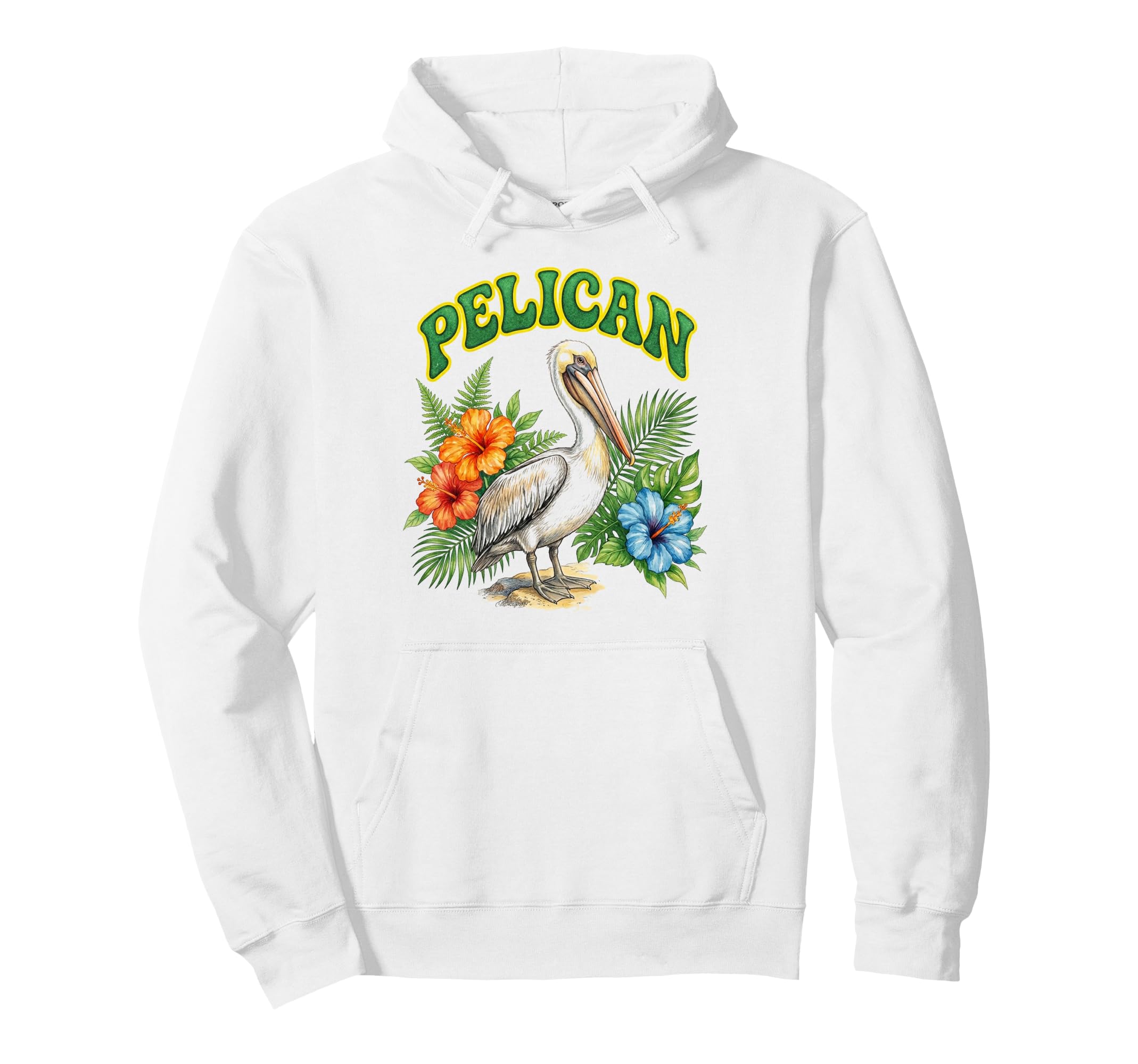 Pelican Groovy Floral Pelican Watercolor Hoodie - Trendy Graphic Unisex - T-Shirt, Sweatshirt, Hoodie