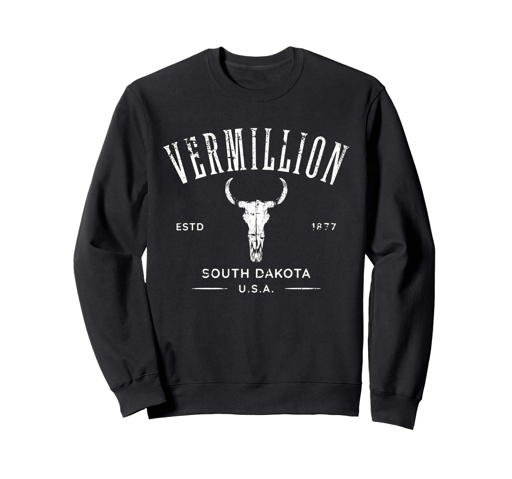 Vermillion South Dakota Distressed Sweatshirt - Custom Art Print Unisex - T-Shirt, Sweatshirt, Hoodie