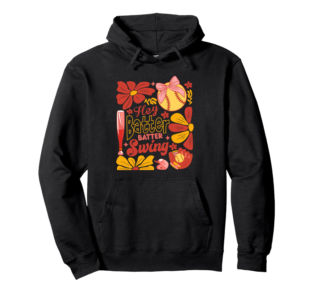 Softball Batter Batter Swing Boho Hoodie - Novelty Apparel Men Women - T-Shirt, Sweatshirt, Hoodie