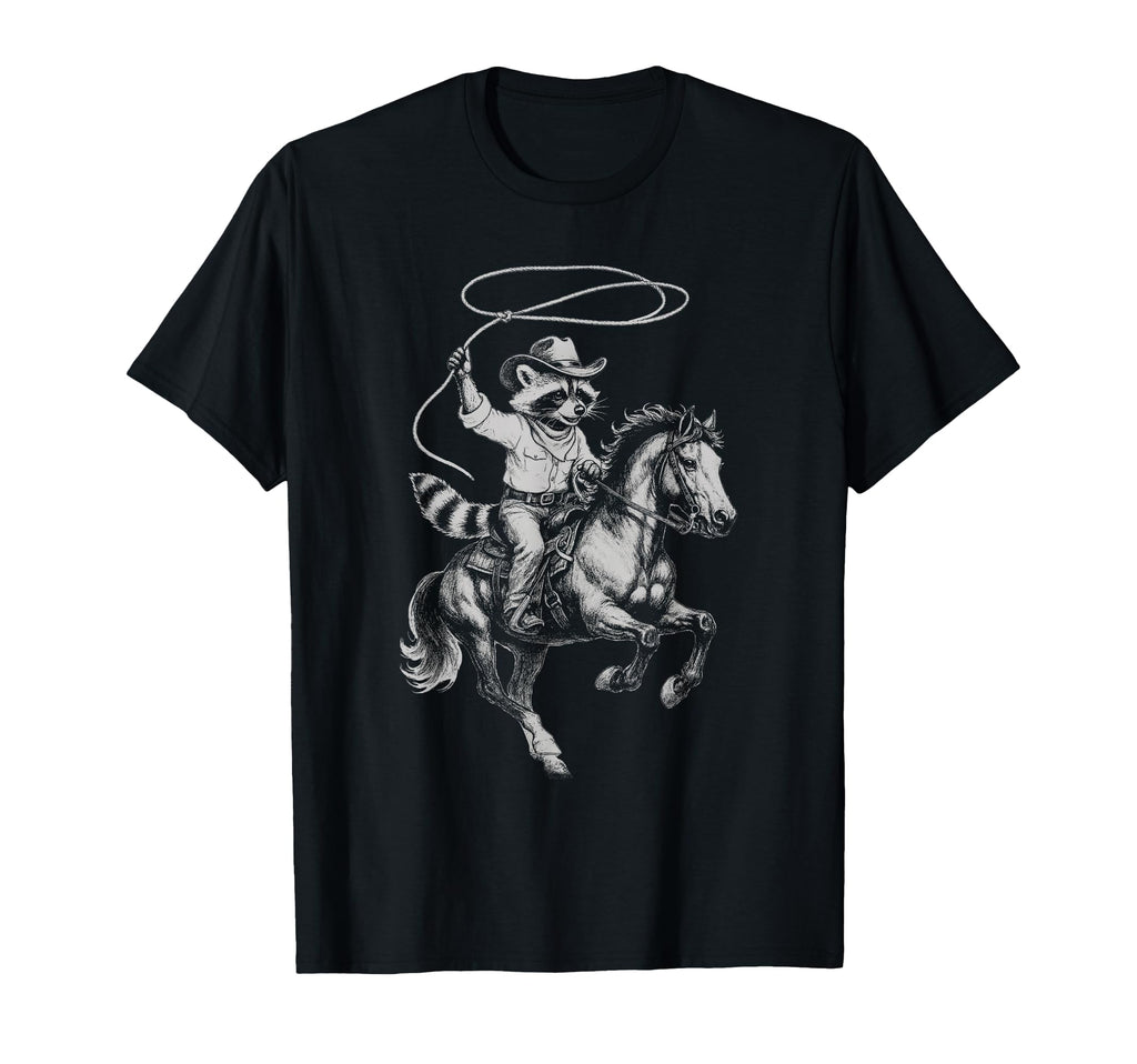 Raccoon Cowboy Western Country T-Shirt - Custom Art Print for Adults - T-Shirt, Sweatshirt, Hoodie