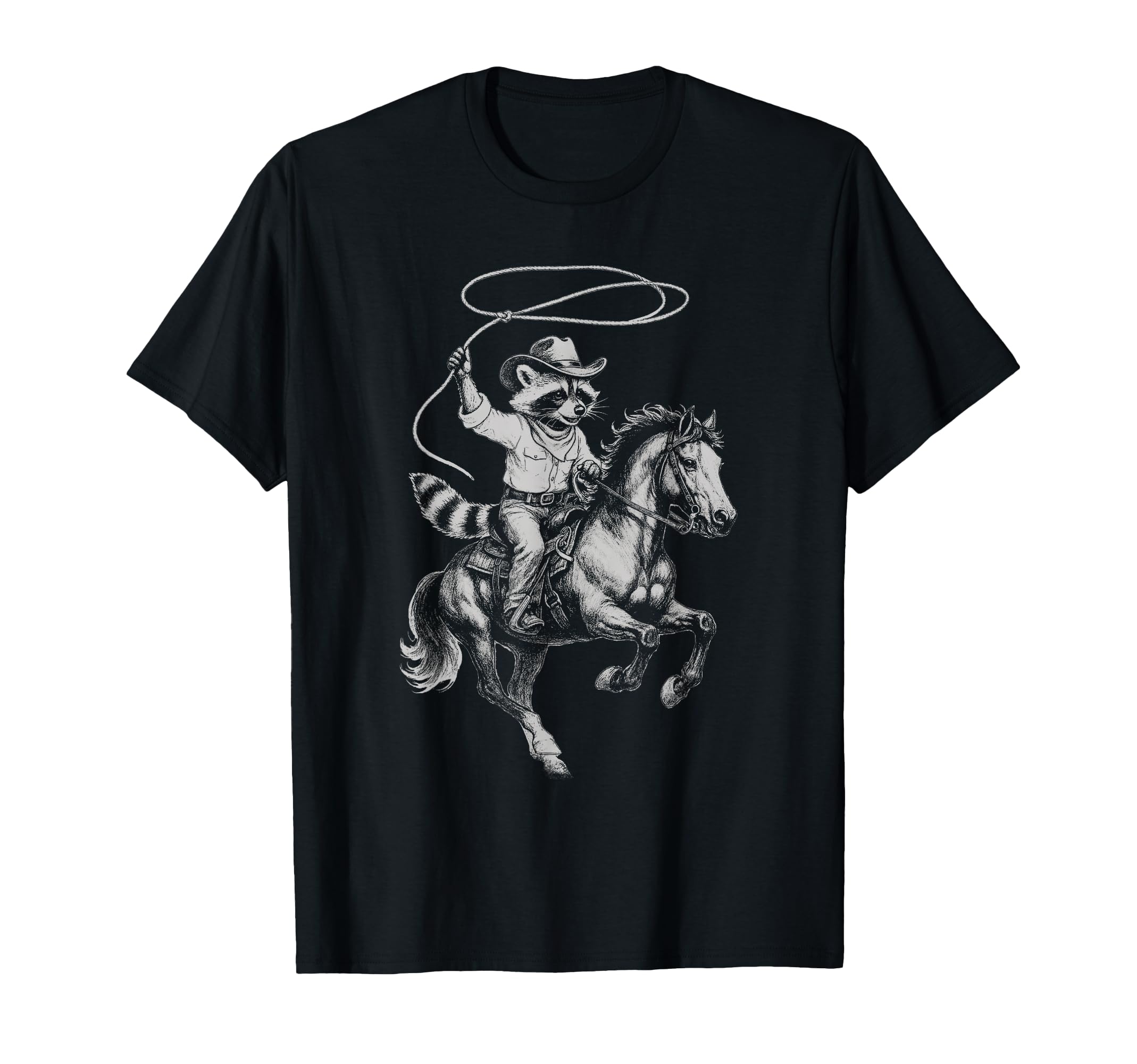 Raccoon Cowboy Western Country T-Shirt - Custom Art Print for Adults - T-Shirt, Sweatshirt, Hoodie