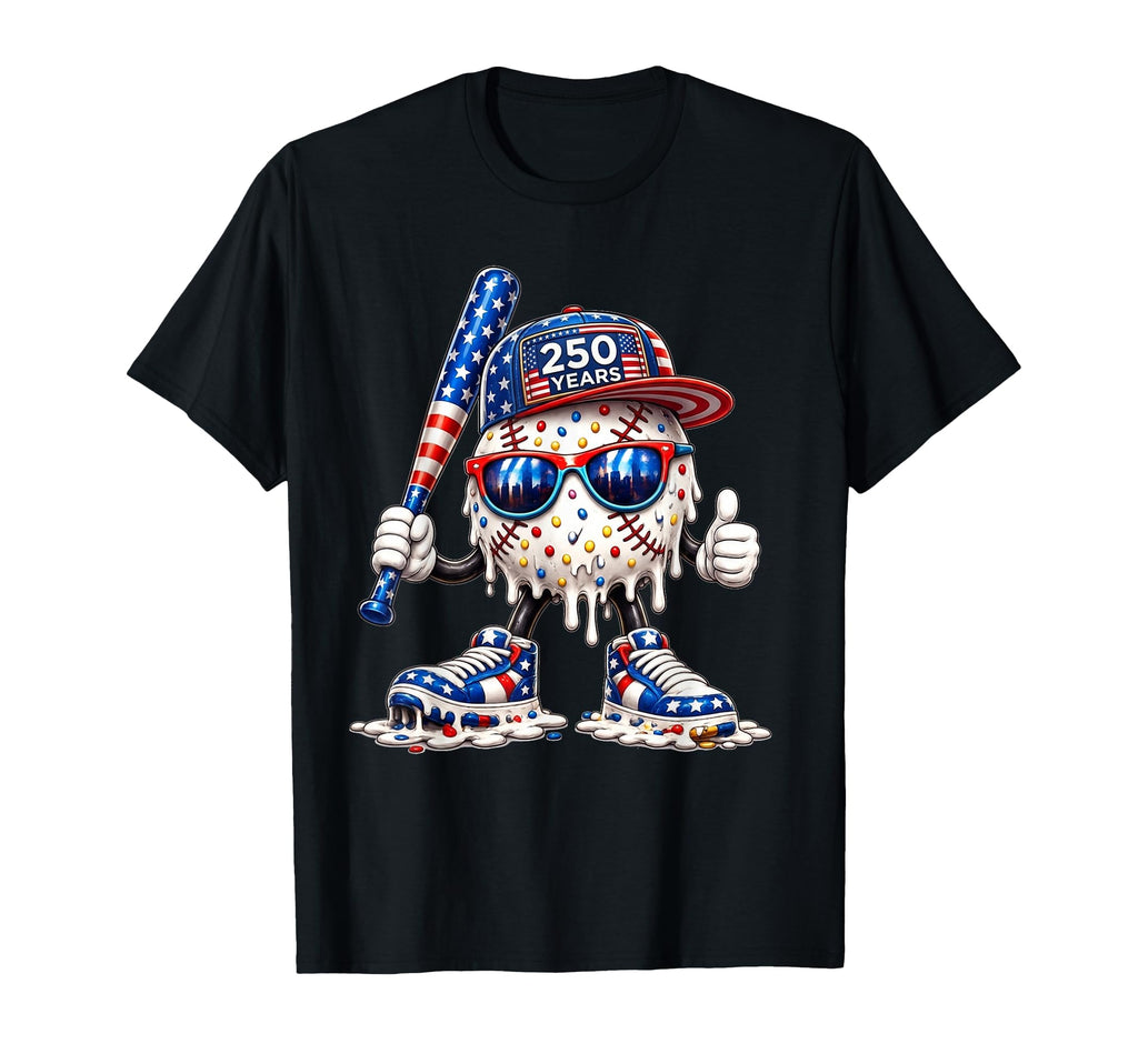250 Years Baseball Ice Cream Drip T-Shirt - Casual Everyday Wear Men Women - T-Shirt, Sweatshirt, Hoodie