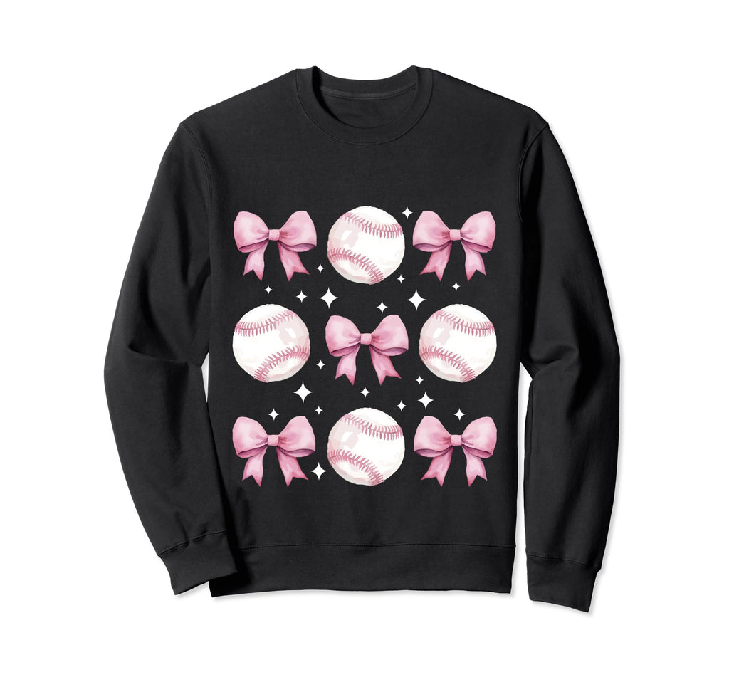 Baseball Mom Coquette Bow Sweatshirt - Minimalist Print for Adults - T-Shirt, Sweatshirt, Hoodie