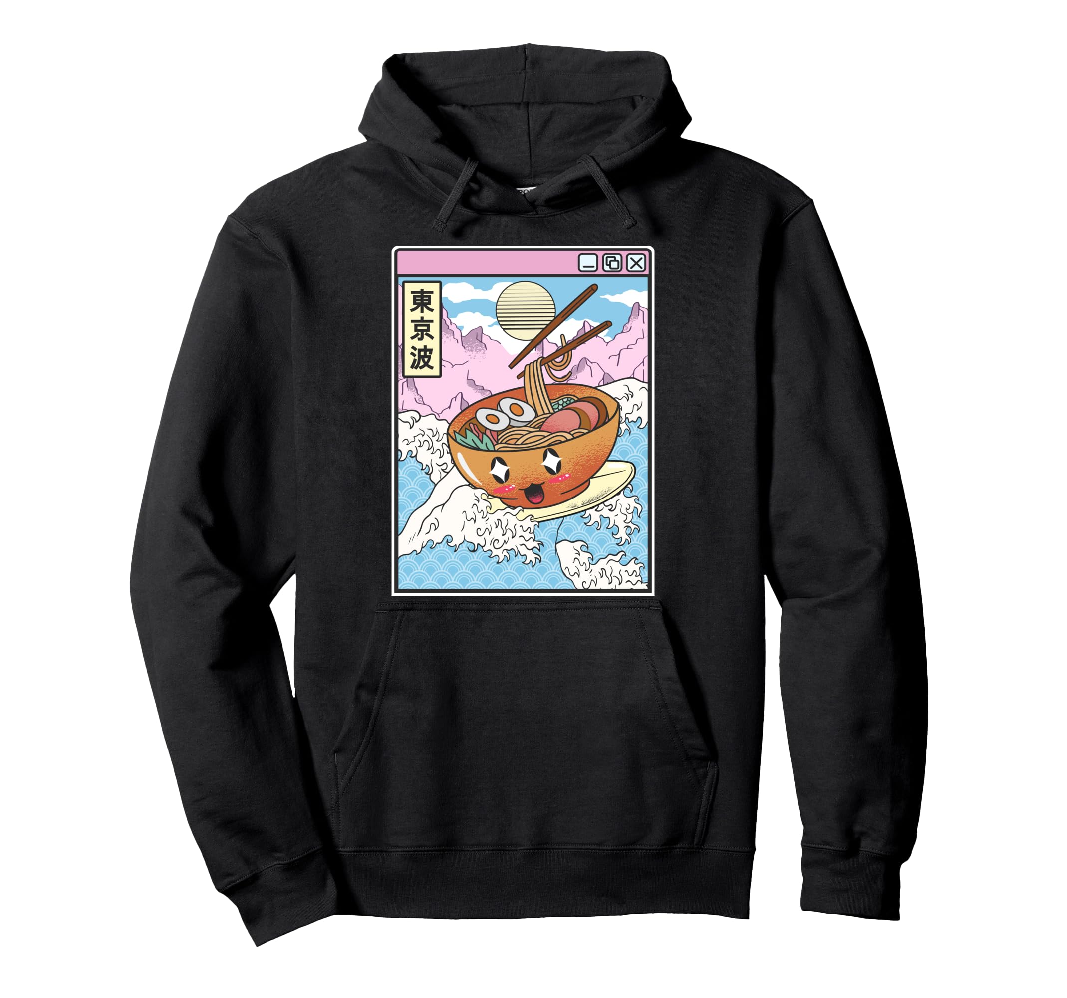 Surfing Ramen Bowl Japanese Wave Anime Hoodie - Unique Graphic Men Women - T-Shirt, Sweatshirt, Hoodie