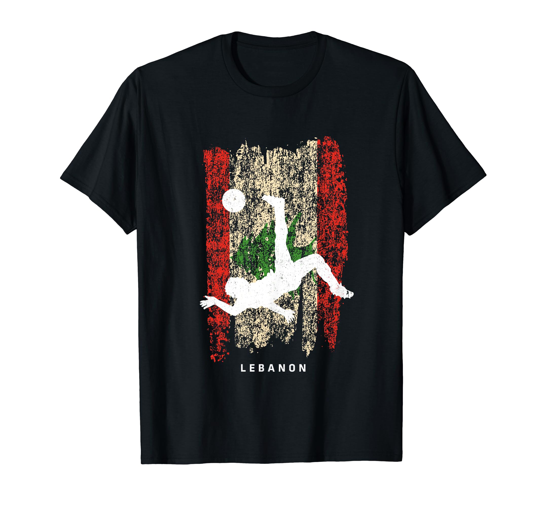 Lebanon Flag Soccer Player Silhouette T-Shirt - Trendy Graphic Men Women - T-Shirt, Sweatshirt, Hoodie