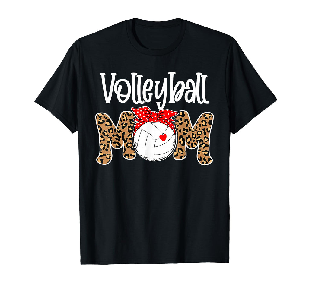 Volleyball Mom Leopard Messy Bun Game T-Shirt - Trendy Graphic for Adults - T-Shirt, Sweatshirt, Hoodie