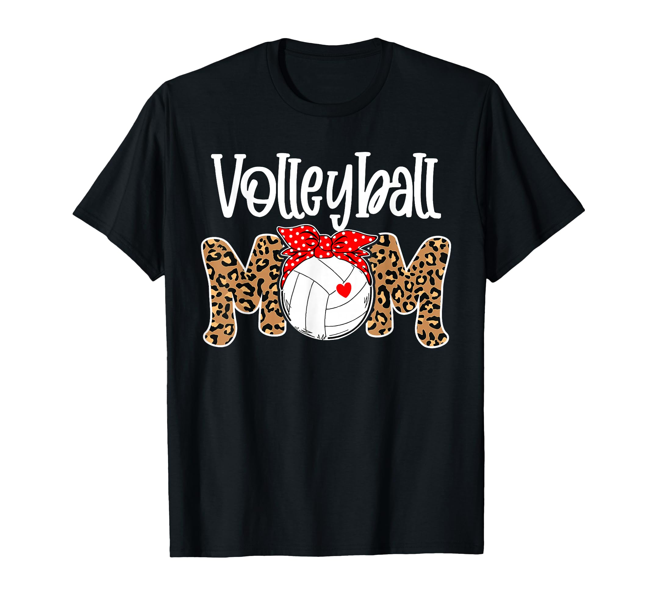 Volleyball Mom Leopard Messy Bun Game T-Shirt - Trendy Graphic for Adults - T-Shirt, Sweatshirt, Hoodie