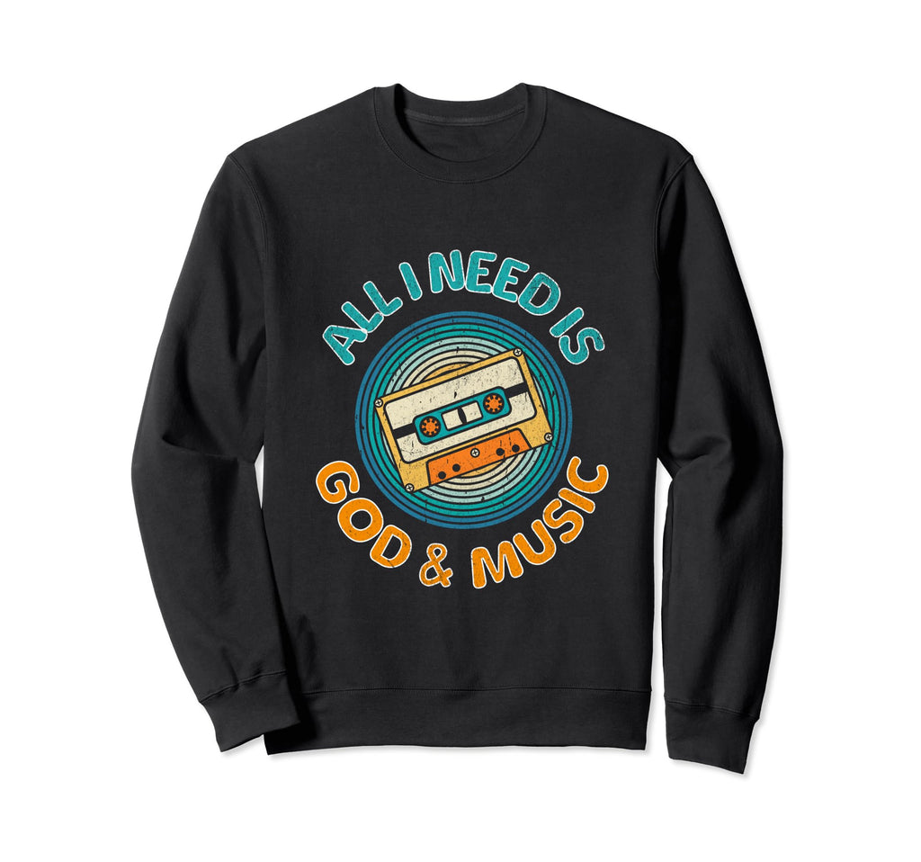 God Music Cassette Tape Boombox Sweatshirt - Minimalist Print Men Women - T-Shirt, Sweatshirt, Hoodie